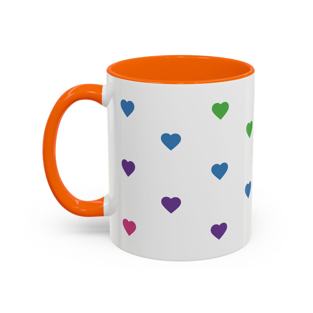 Rainbow Heart Accent Coffee Mug — Cute Colorful Patterned Ceramic Mug