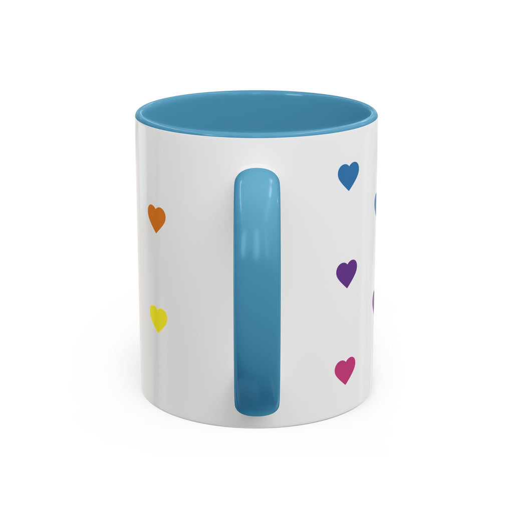 Rainbow Heart Accent Coffee Mug — Cute Colorful Patterned Ceramic Mug