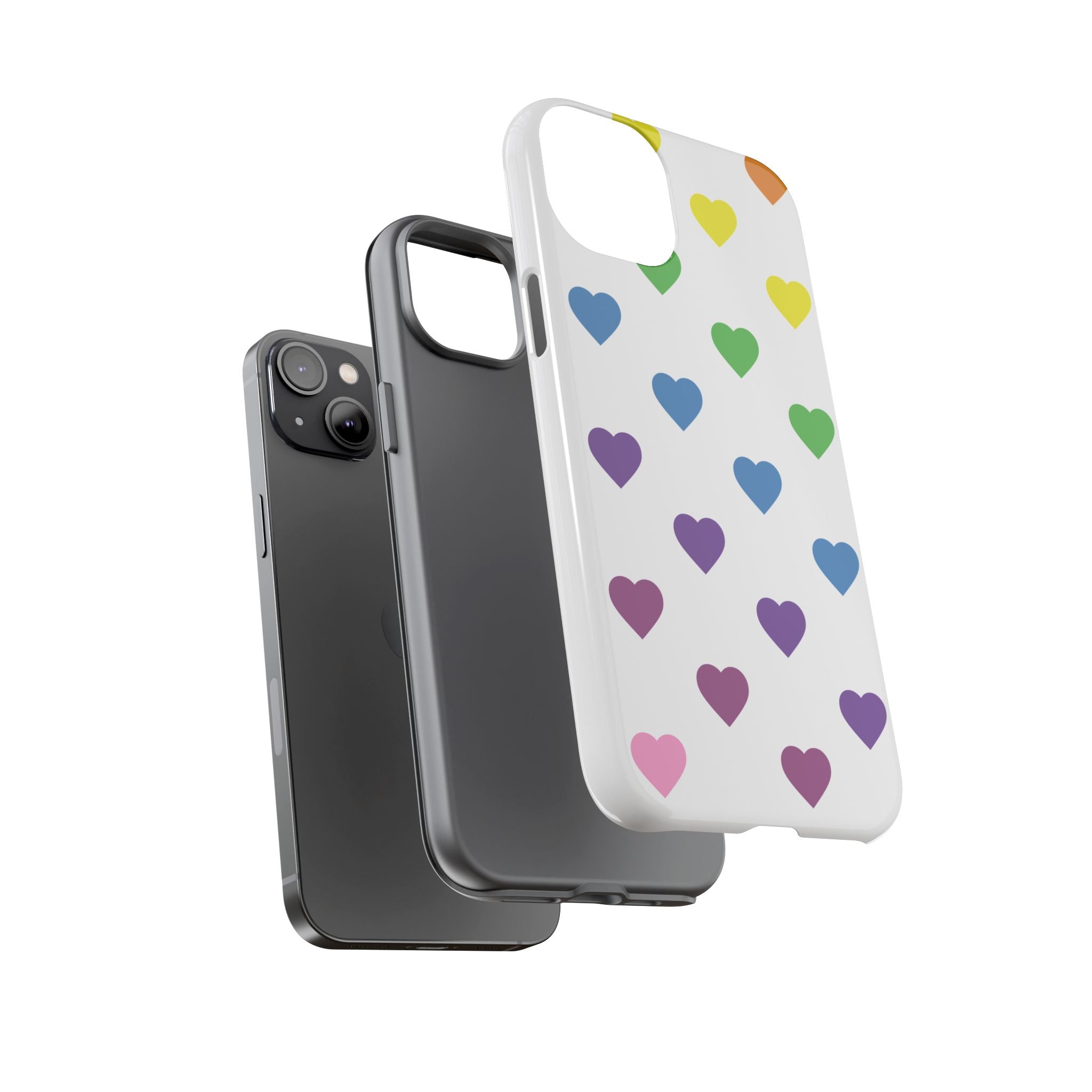Rainbow Hearts Tough Phone Case — Protective iPhone Case with Colorful Heart Pattern