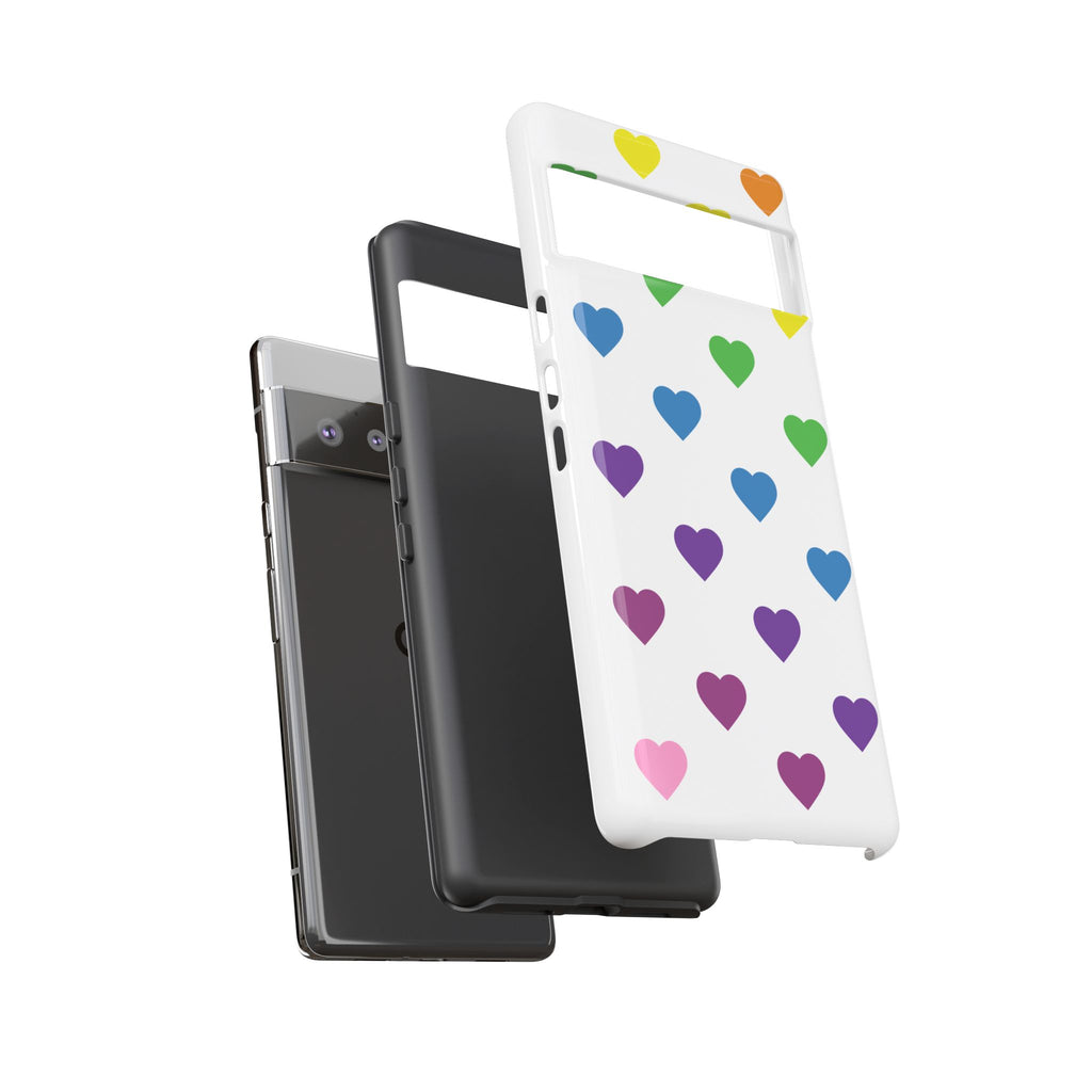 Rainbow Hearts Tough Phone Case — Protective iPhone Case with Colorful Heart Pattern