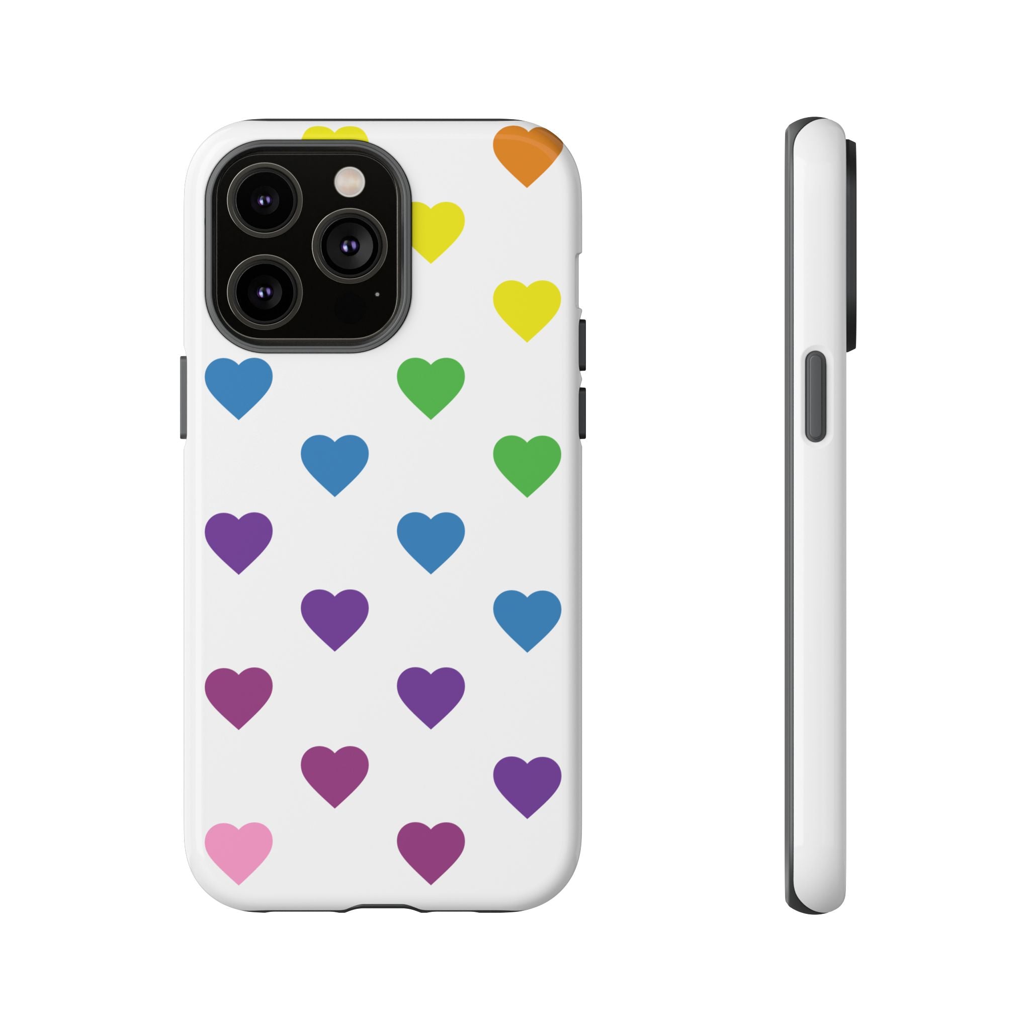 Rainbow Hearts Tough Phone Case — Protective iPhone Case with Colorful Heart Pattern