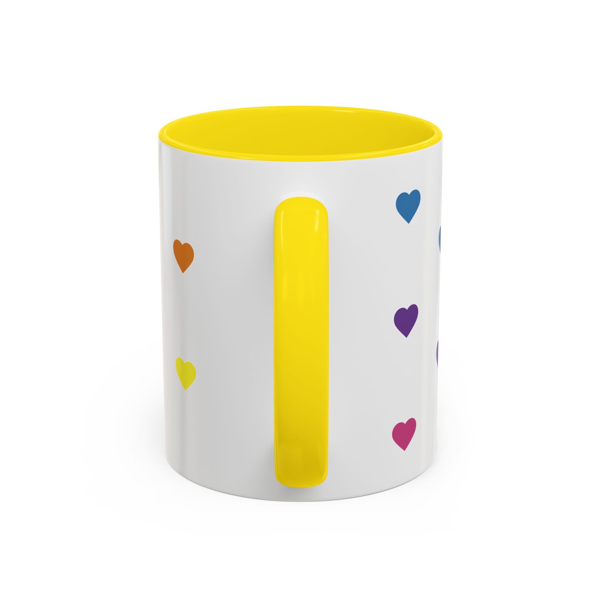 Rainbow Heart Accent Coffee Mug — Cute Colorful Patterned Ceramic Mug