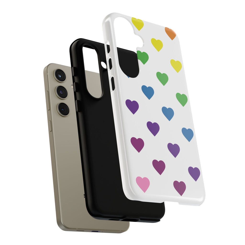 Rainbow Hearts Tough Phone Case — Protective iPhone Case with Colorful Heart Pattern