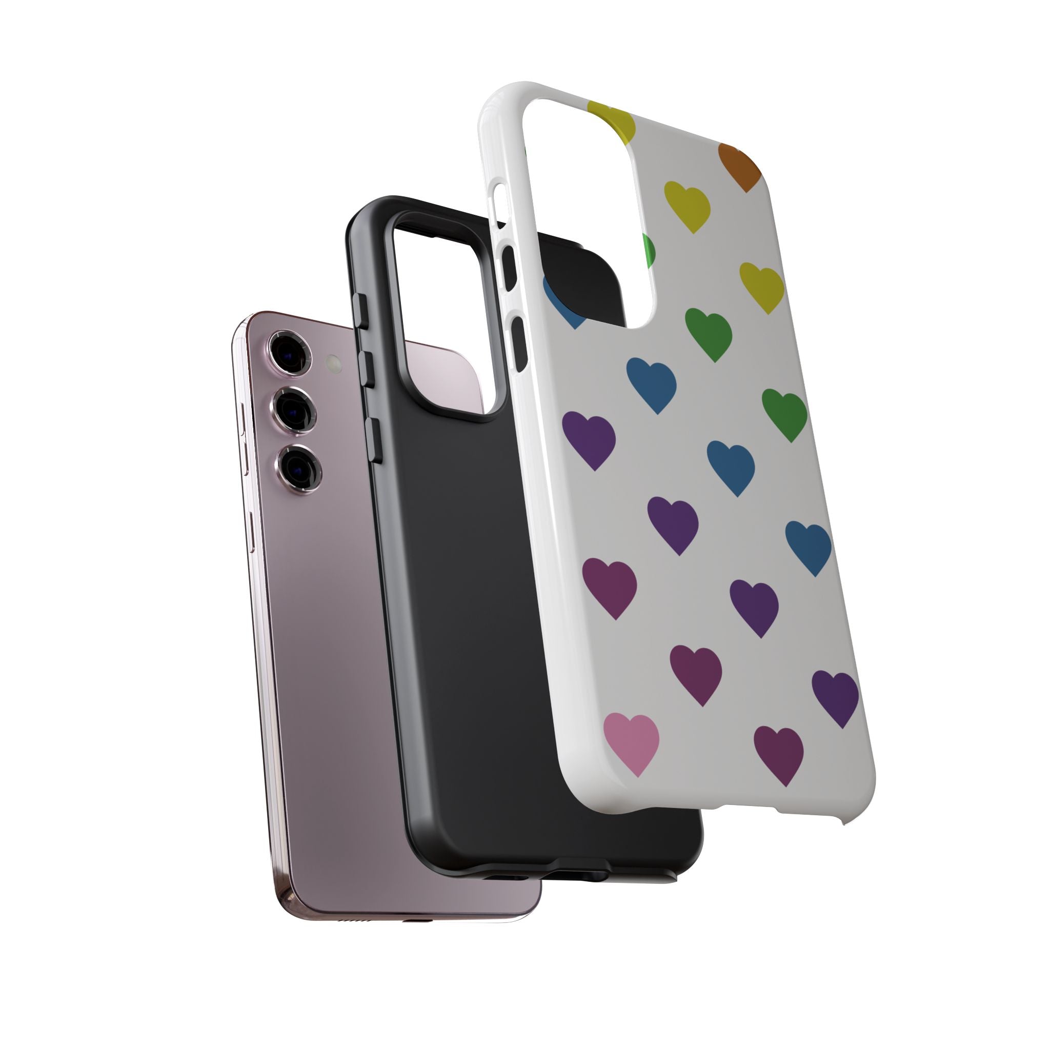 Rainbow Hearts Tough Phone Case — Protective iPhone Case with Colorful Heart Pattern