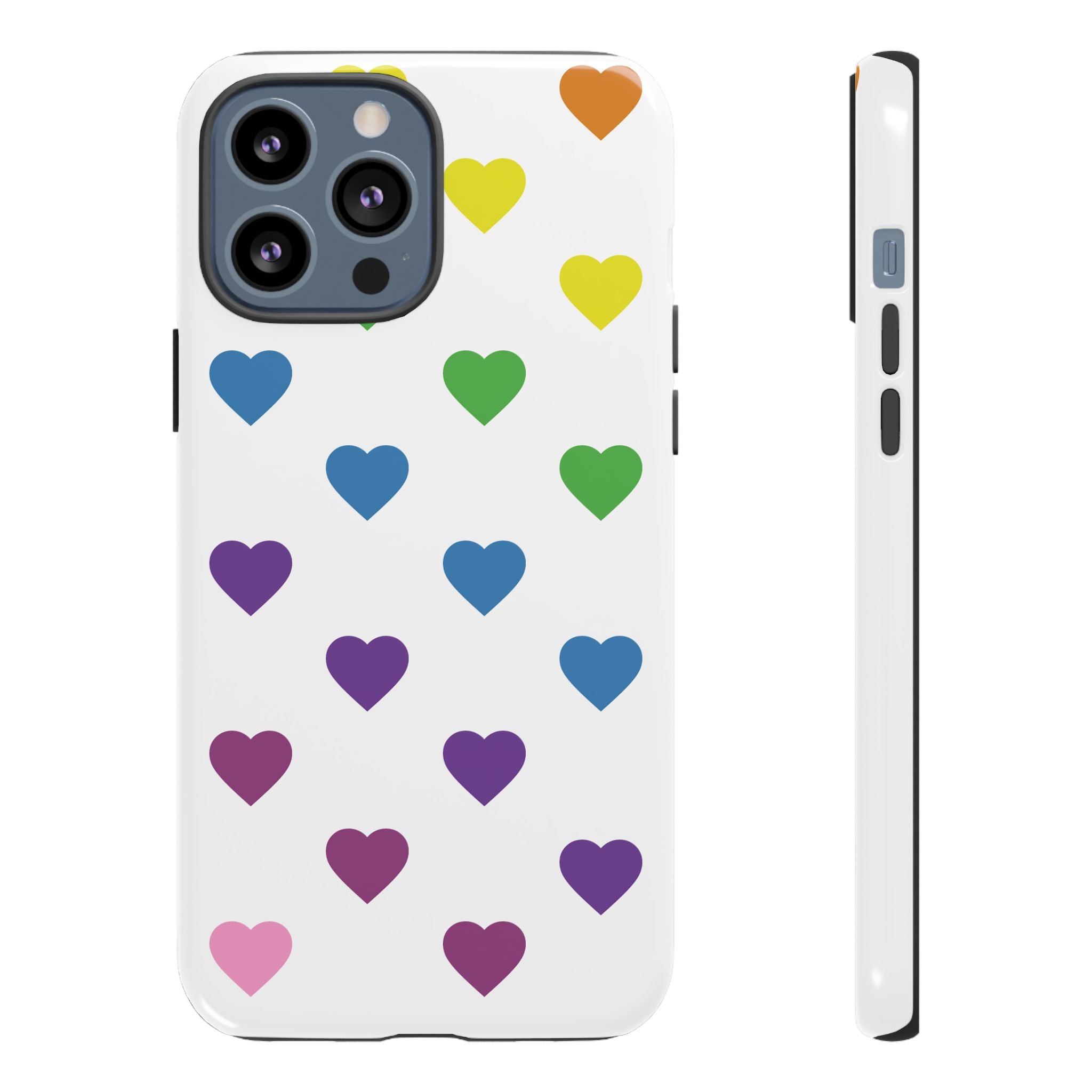 Rainbow Hearts Tough Phone Case — Protective iPhone Case with Colorful Heart Pattern