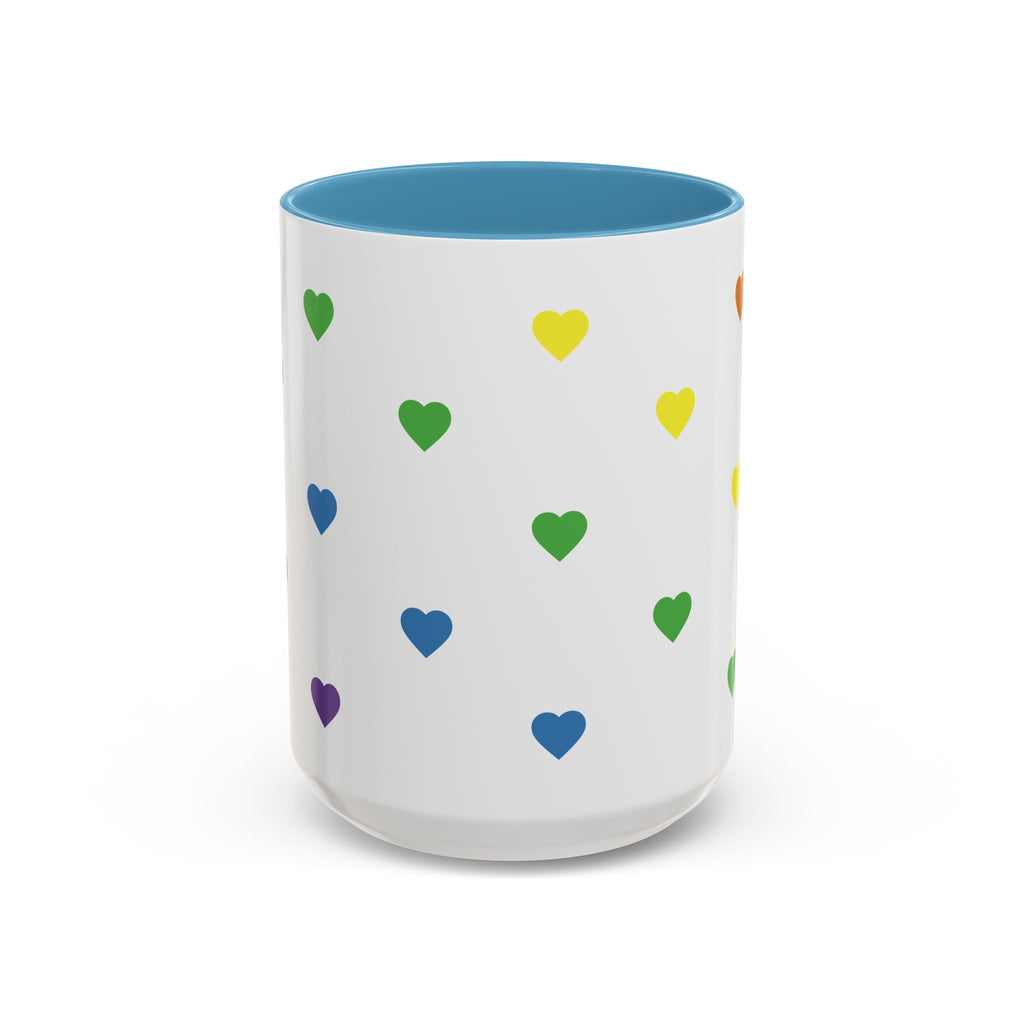Rainbow Heart Accent Coffee Mug — Cute Colorful Patterned Ceramic Mug