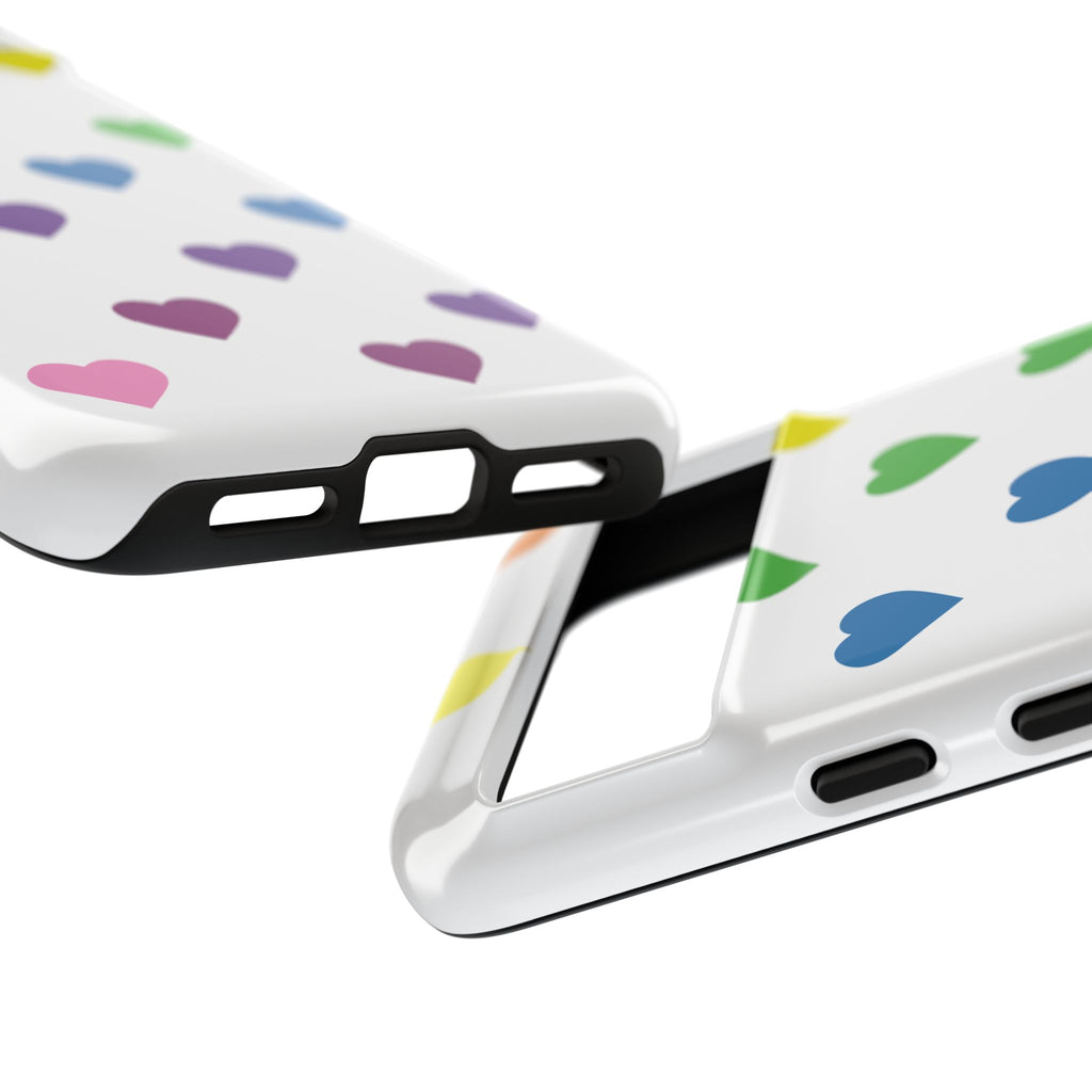 Rainbow Hearts Tough Phone Case — Protective iPhone Case with Colorful Heart Pattern