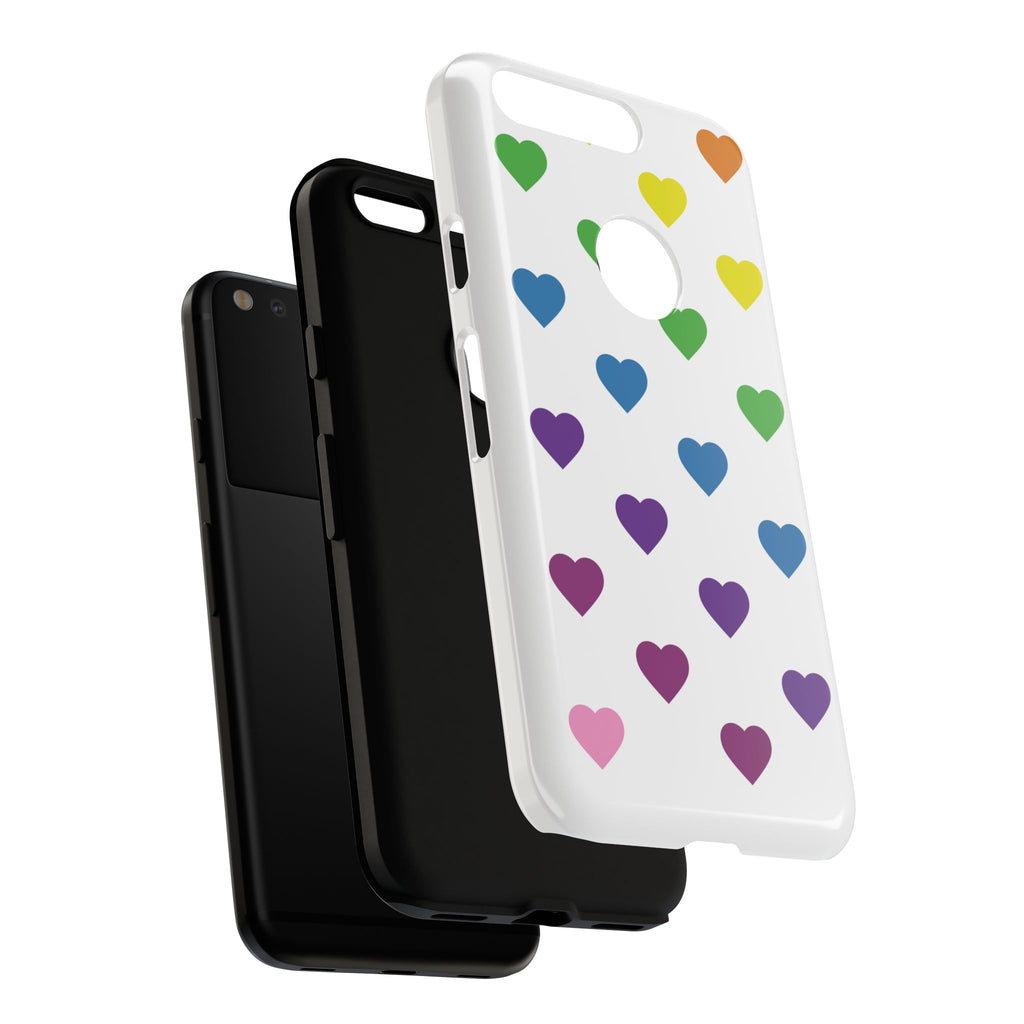 Rainbow Hearts Tough Phone Case — Protective iPhone Case with Colorful Heart Pattern