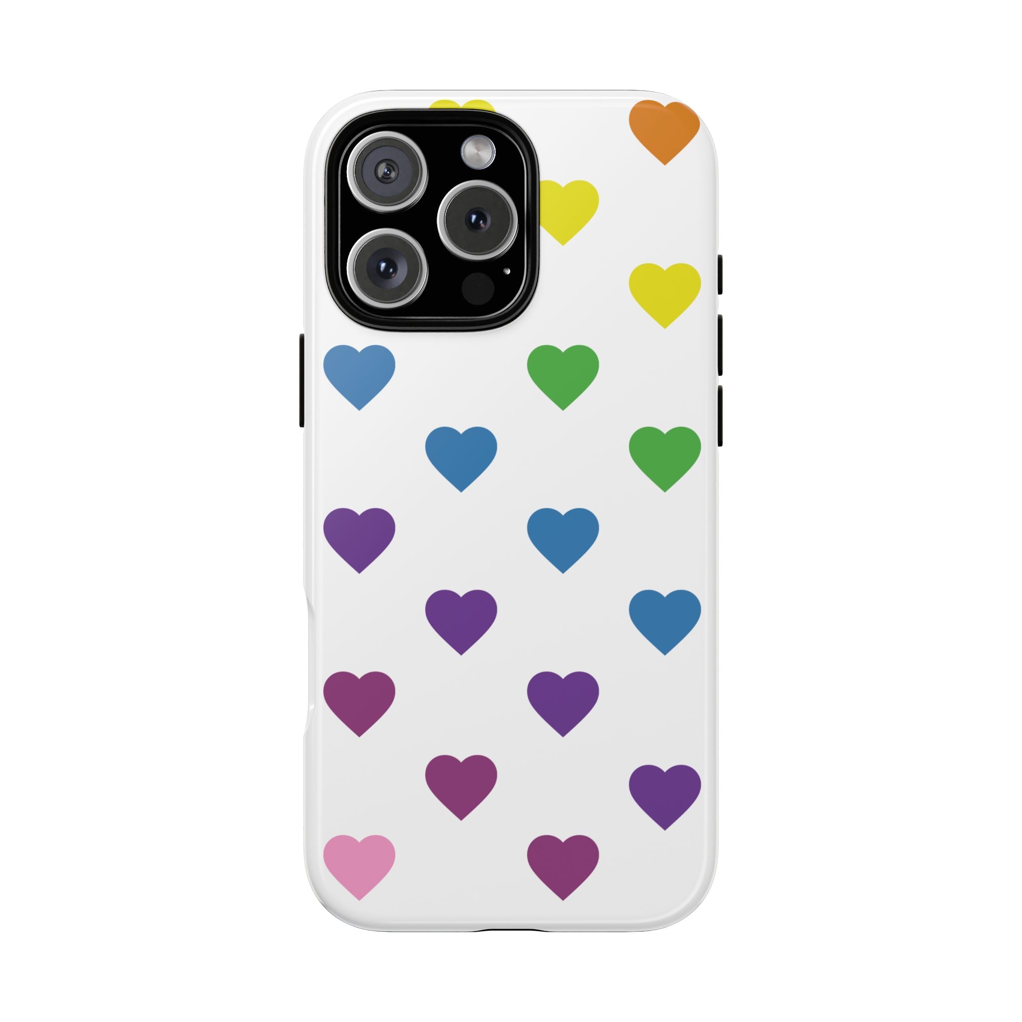 Rainbow Hearts Tough Phone Case — Protective iPhone Case with Colorful Heart Pattern