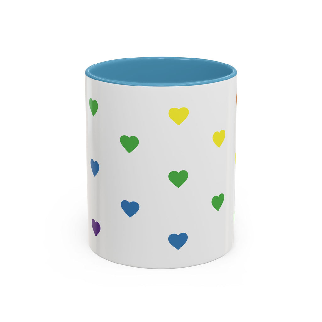Rainbow Heart Accent Coffee Mug — Cute Colorful Patterned Ceramic Mug