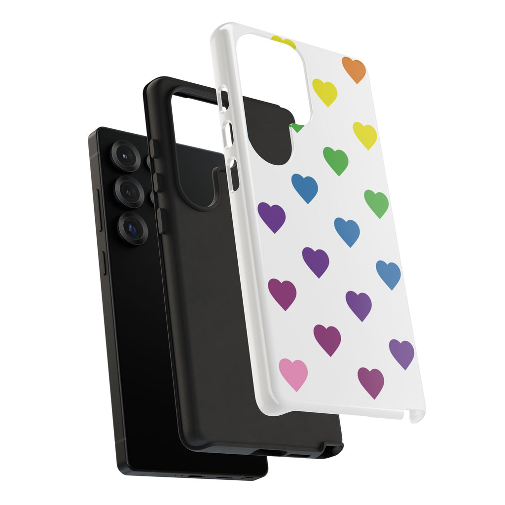 Rainbow Hearts Tough Phone Case — Protective iPhone Case with Colorful Heart Pattern