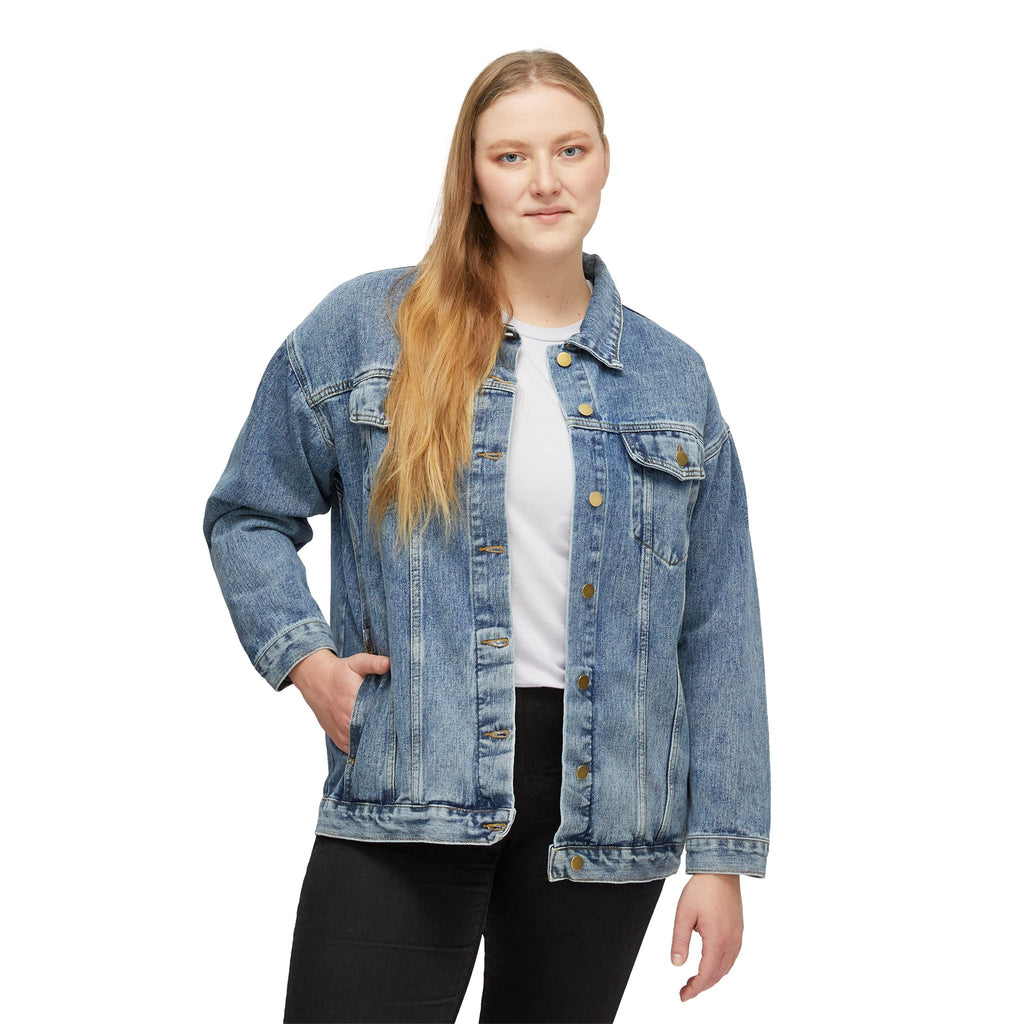 Classic Casual Jean Jacket - Fractal Sunflower
