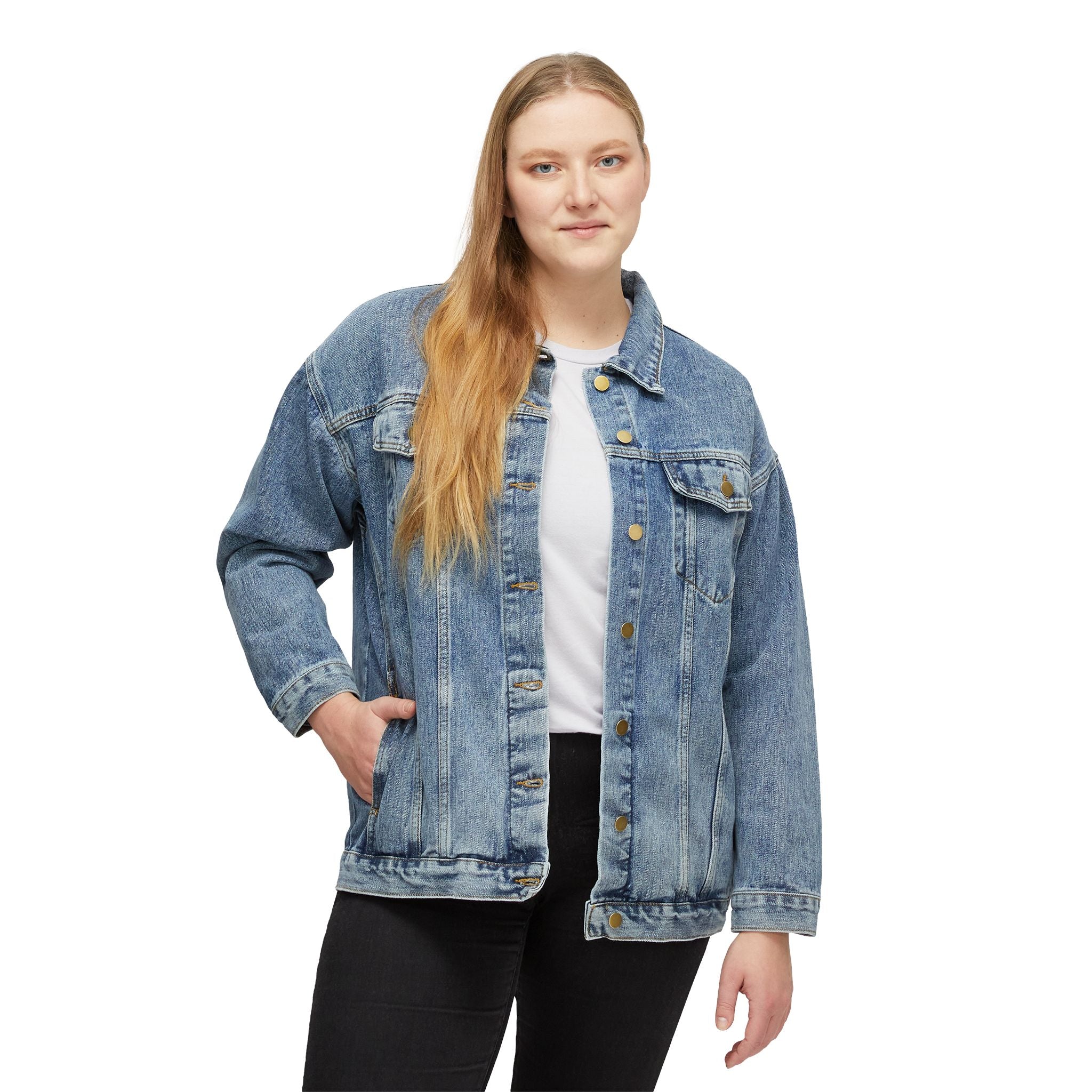 Classic Casual Jean Jacket - Fractal Sunflower