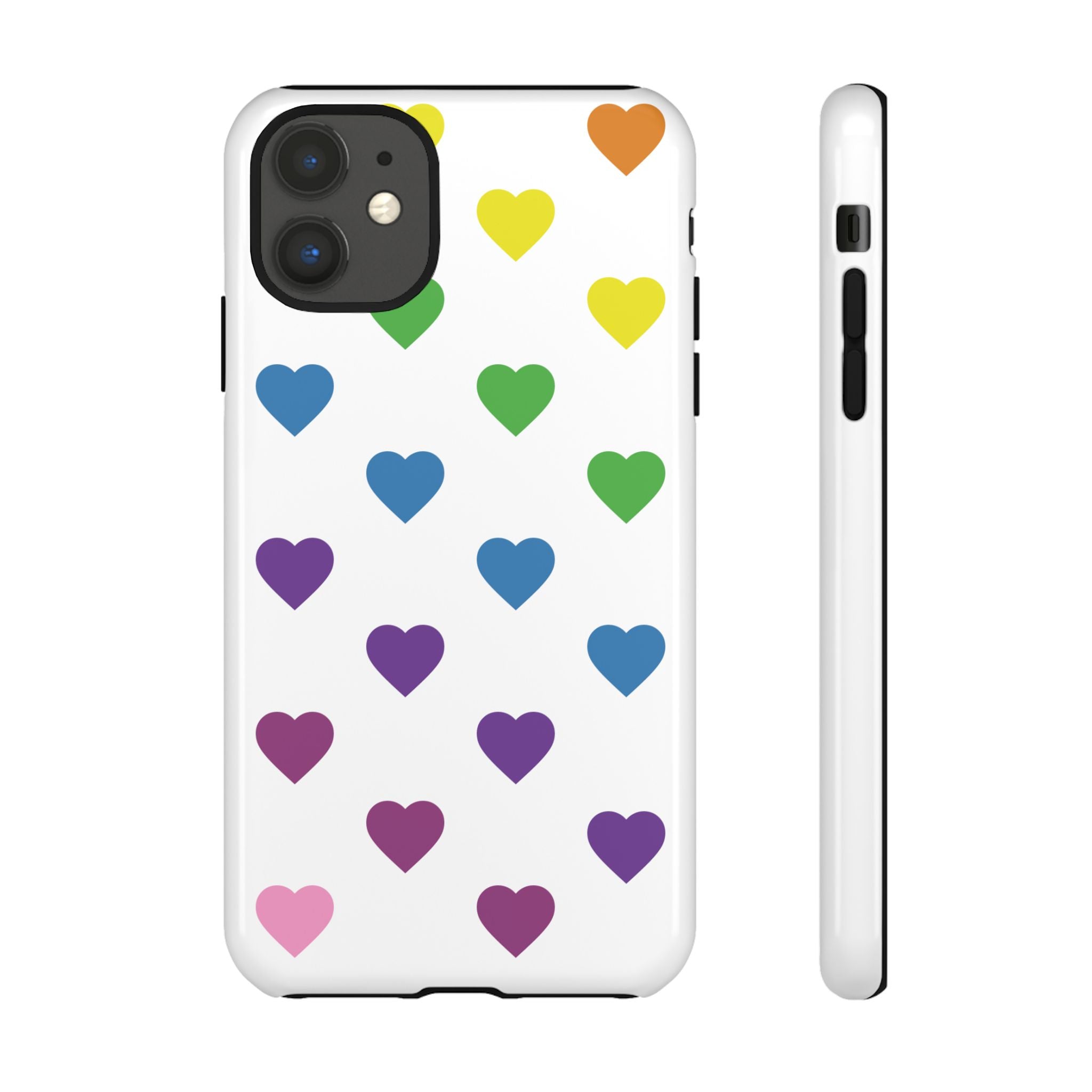 Rainbow Hearts Tough Phone Case — Protective iPhone Case with Colorful Heart Pattern