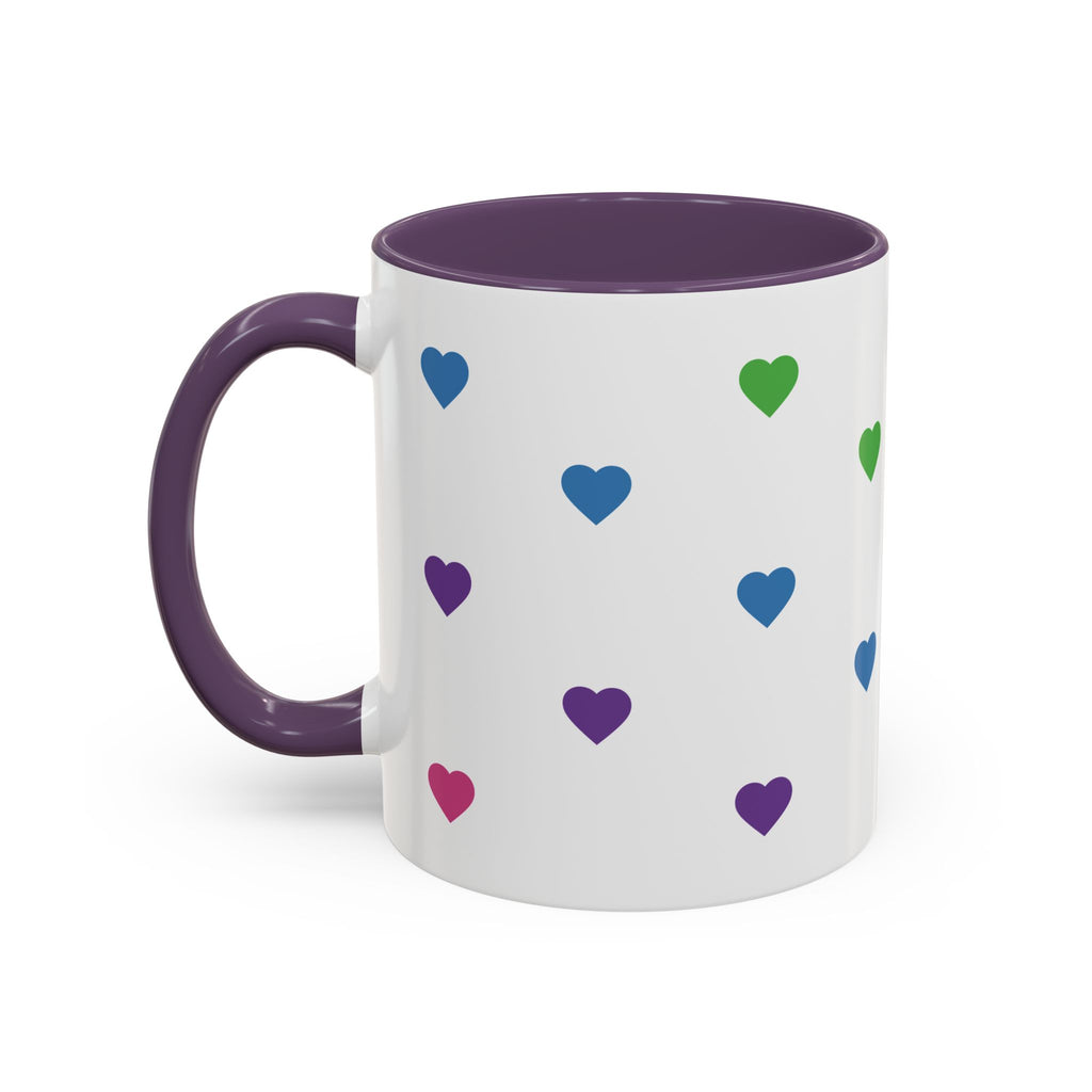Rainbow Heart Accent Coffee Mug — Cute Colorful Patterned Ceramic Mug
