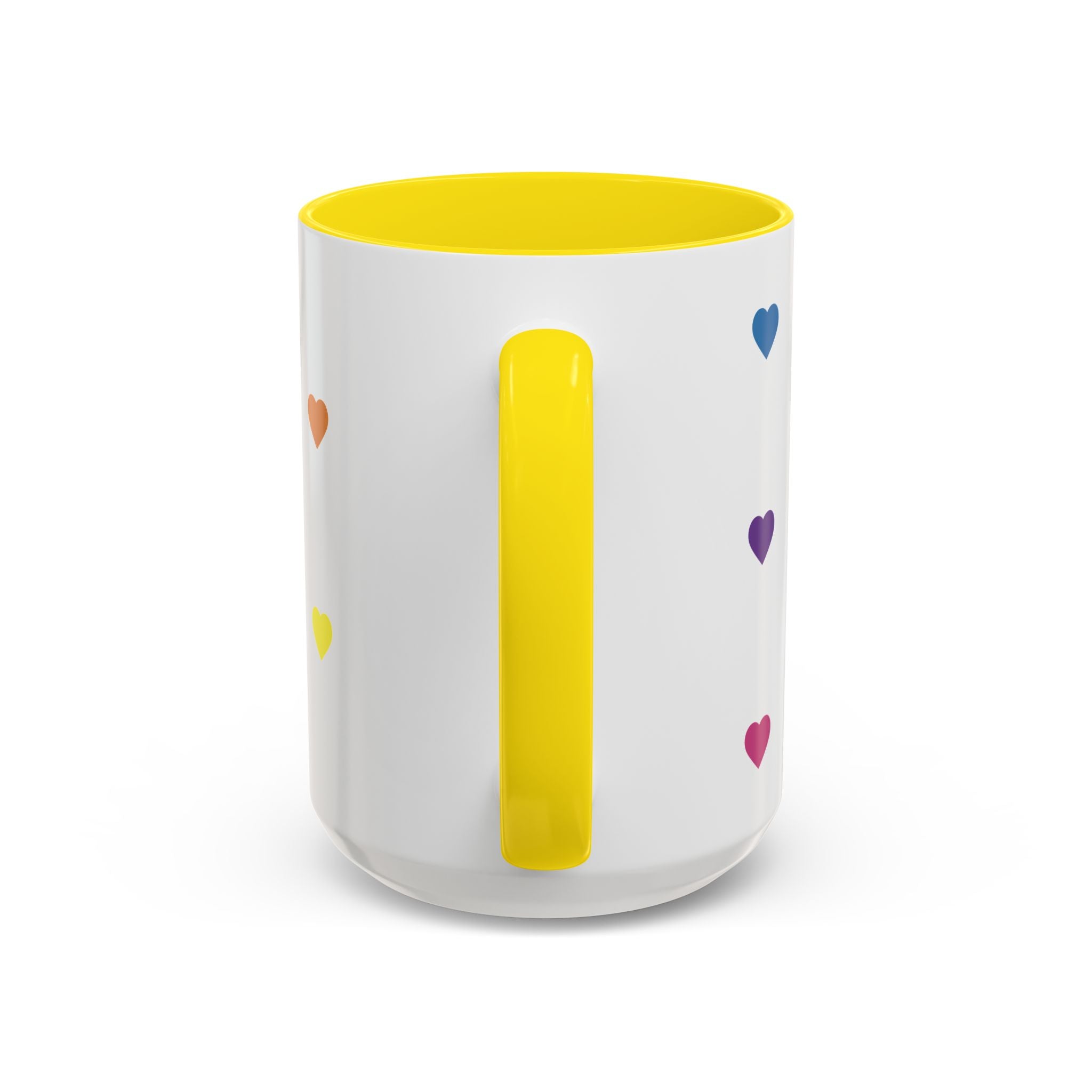 Rainbow Heart Accent Coffee Mug — Cute Colorful Patterned Ceramic Mug