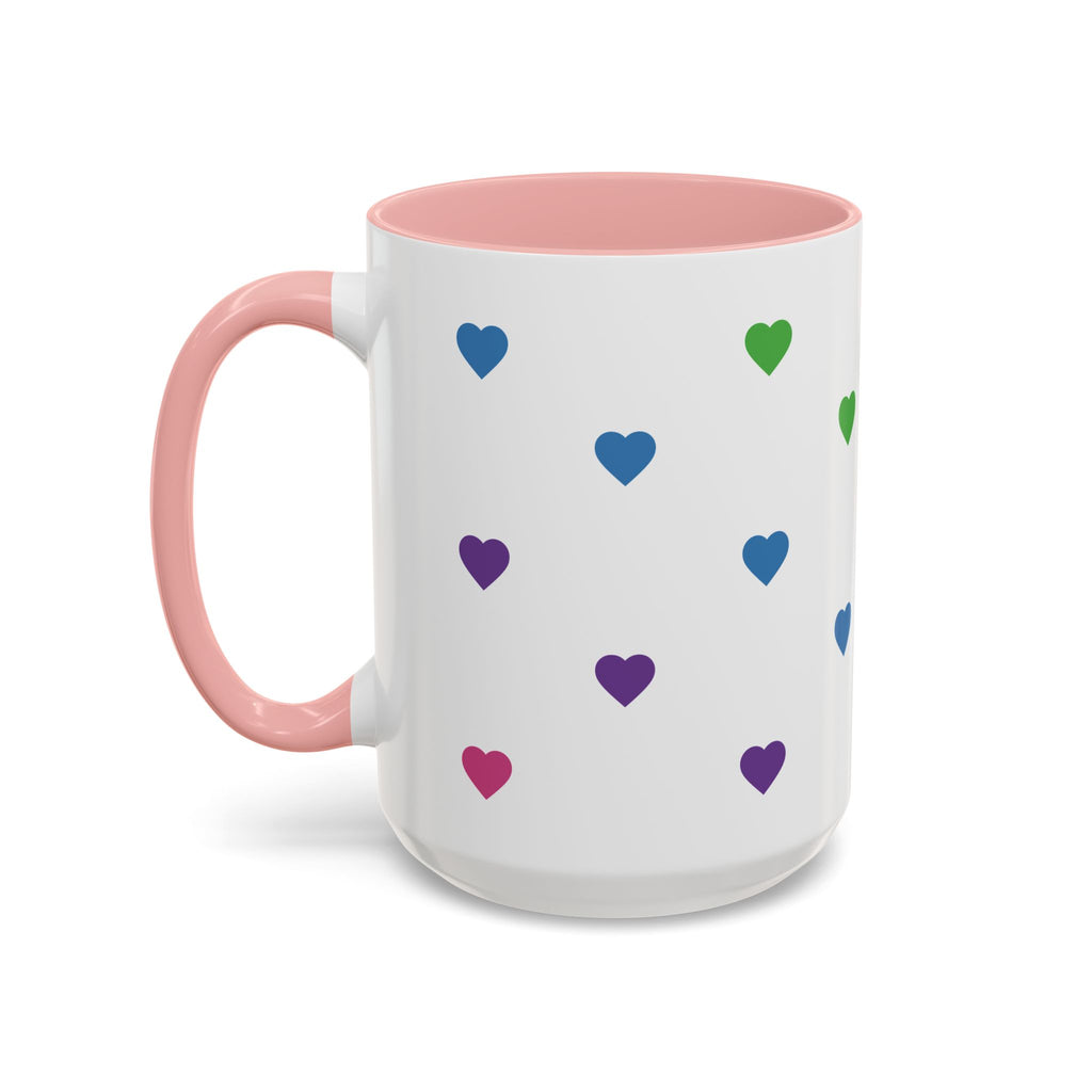 Rainbow Heart Accent Coffee Mug — Cute Colorful Patterned Ceramic Mug