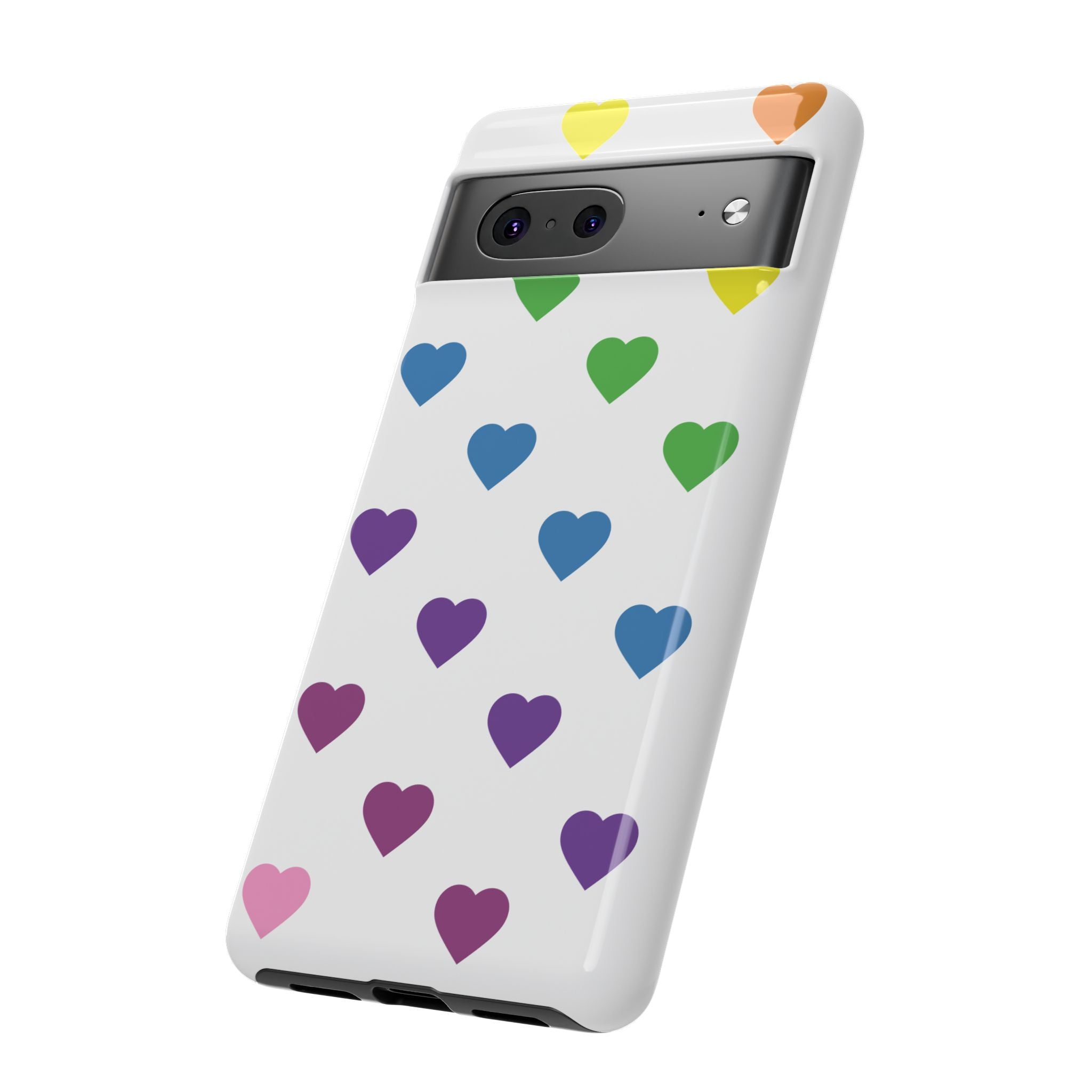 Rainbow Hearts Tough Phone Case — Protective iPhone Case with Colorful Heart Pattern