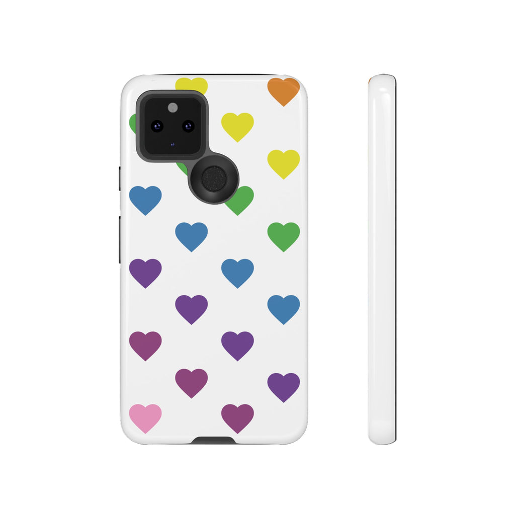 Rainbow Hearts Tough Phone Case — Protective iPhone Case with Colorful Heart Pattern