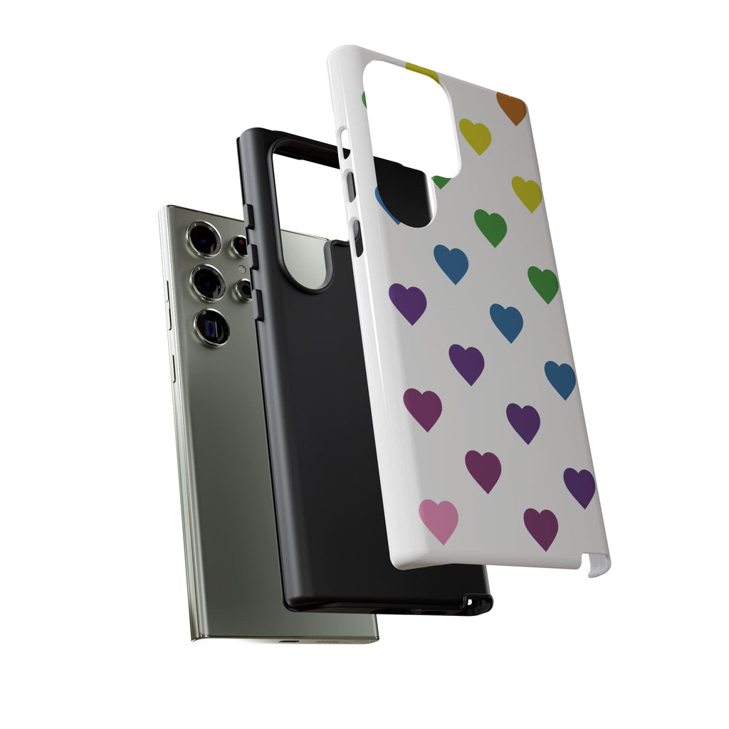 Rainbow Hearts Tough Phone Case — Protective iPhone Case with Colorful Heart Pattern