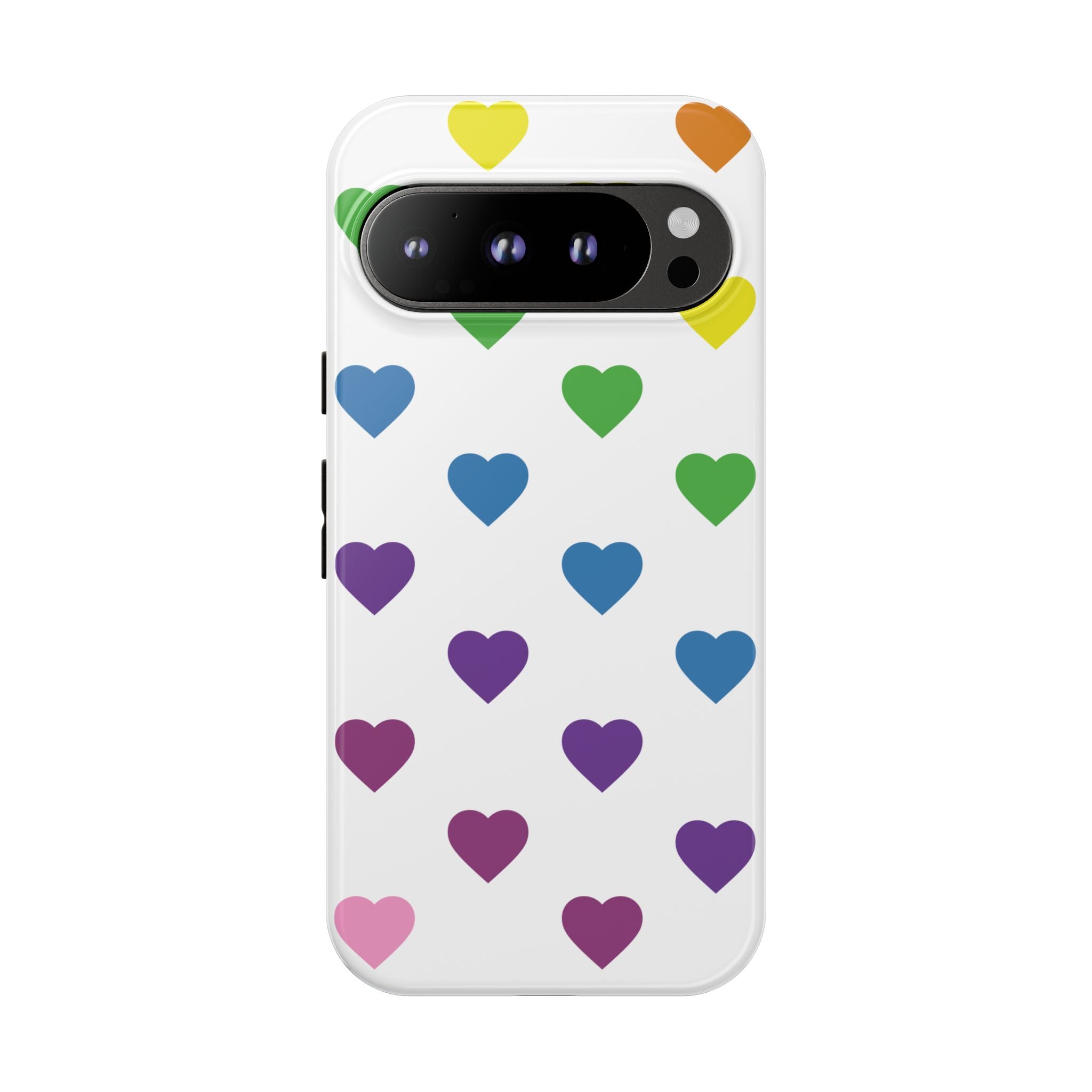 Rainbow Hearts Tough Phone Case — Protective iPhone Case with Colorful Heart Pattern