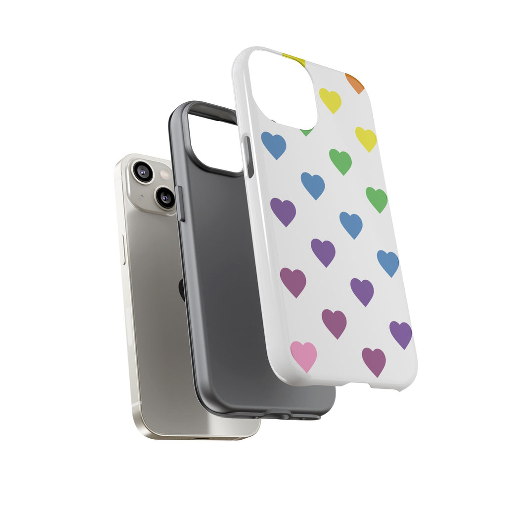 Rainbow Hearts Tough Phone Case — Protective iPhone Case with Colorful Heart Pattern