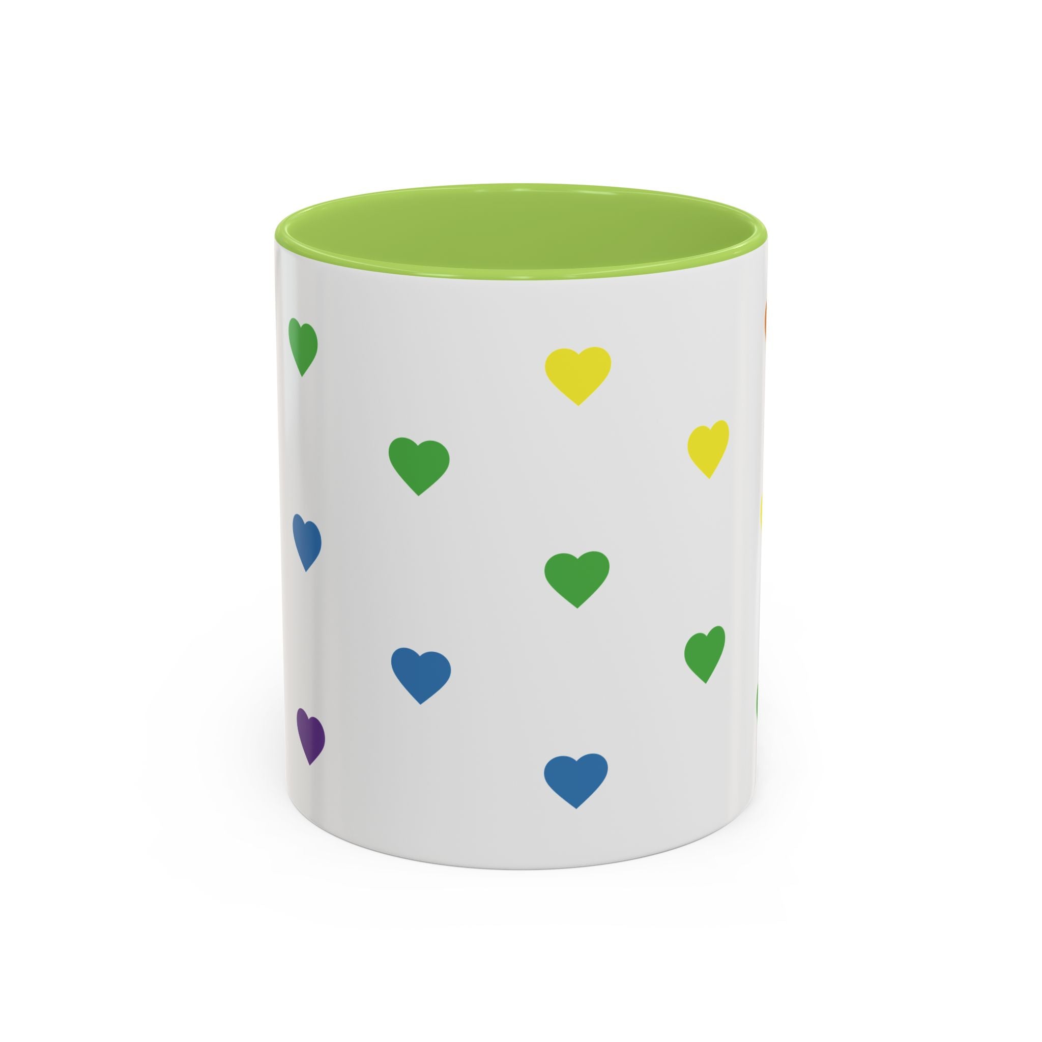 Rainbow Heart Accent Coffee Mug — Cute Colorful Patterned Ceramic Mug