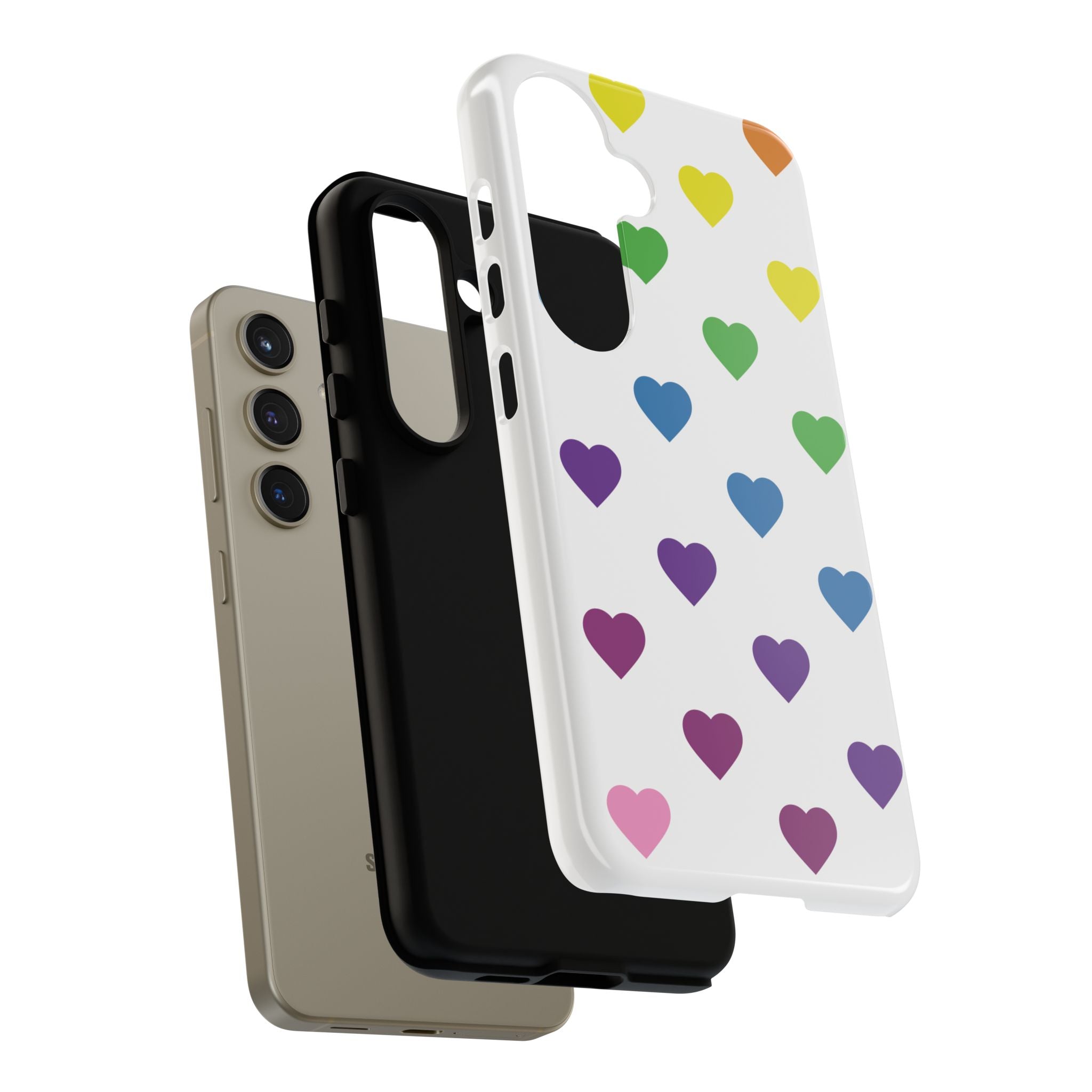 Rainbow Hearts Tough Phone Case — Protective iPhone Case with Colorful Heart Pattern