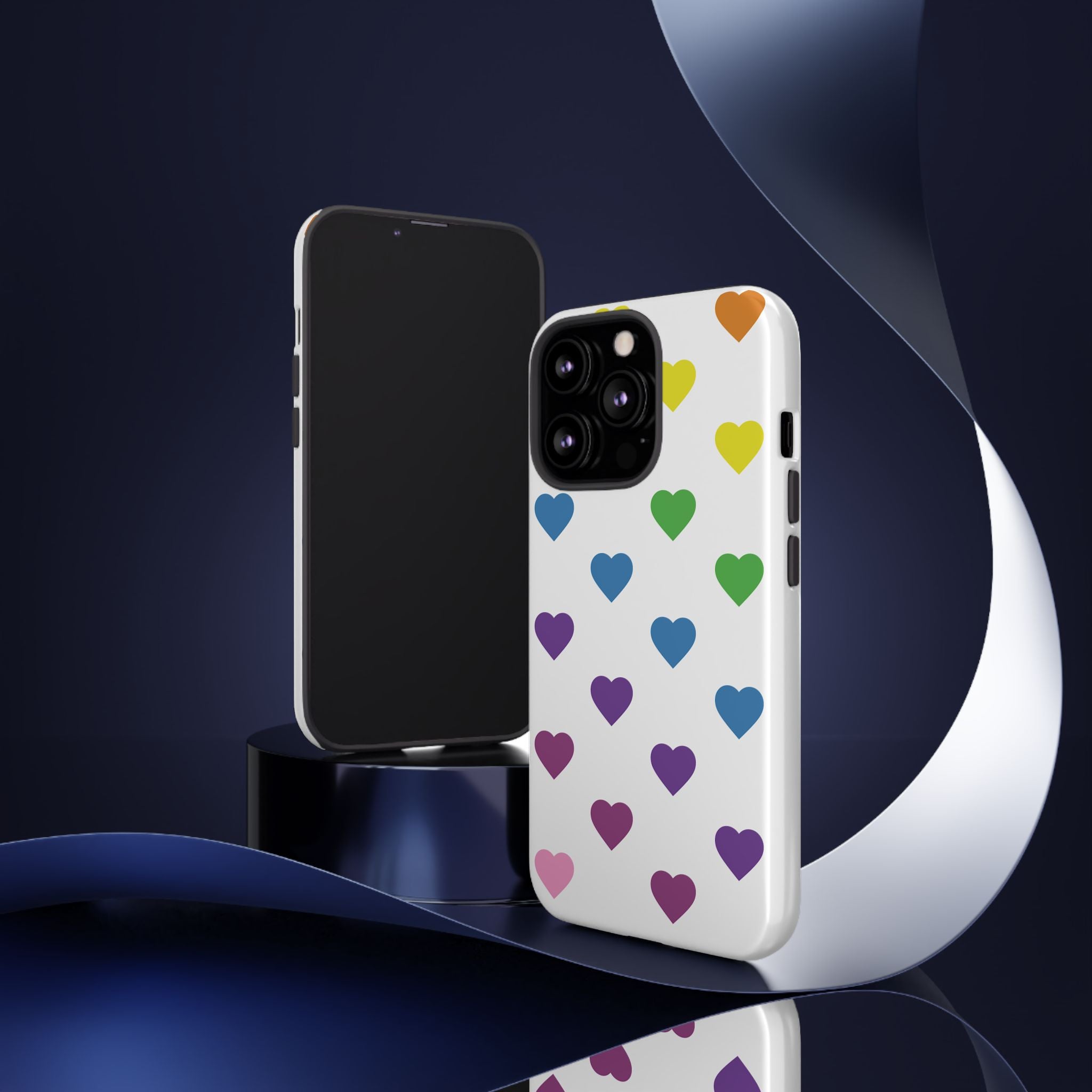 Rainbow Hearts Tough Phone Case — Protective iPhone Case with Colorful Heart Pattern