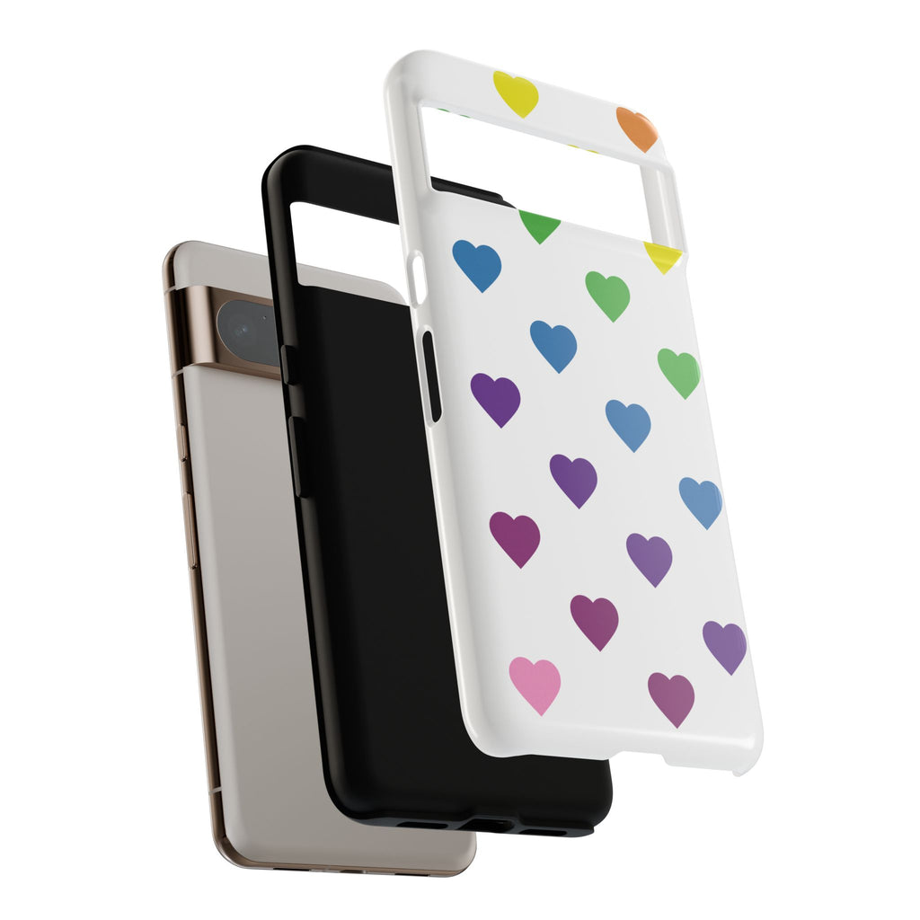 Rainbow Hearts Tough Phone Case — Protective iPhone Case with Colorful Heart Pattern