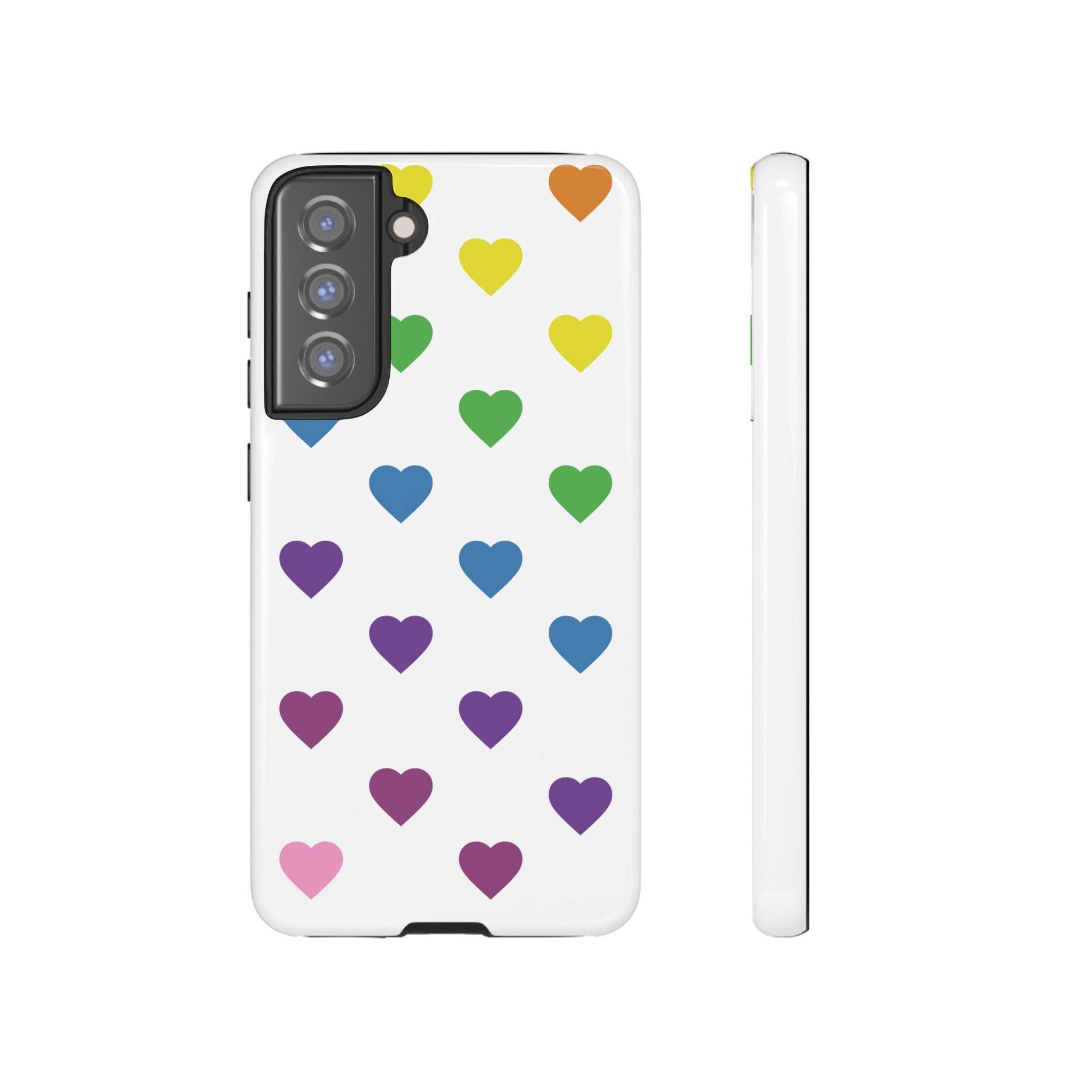 Rainbow Hearts Tough Phone Case — Protective iPhone Case with Colorful Heart Pattern