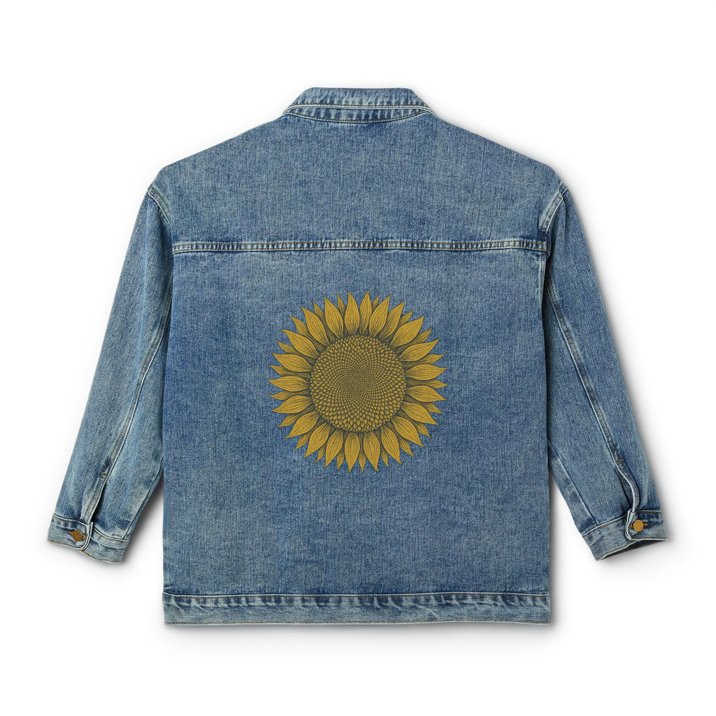 Classic Casual Jean Jacket - Fractal Sunflower