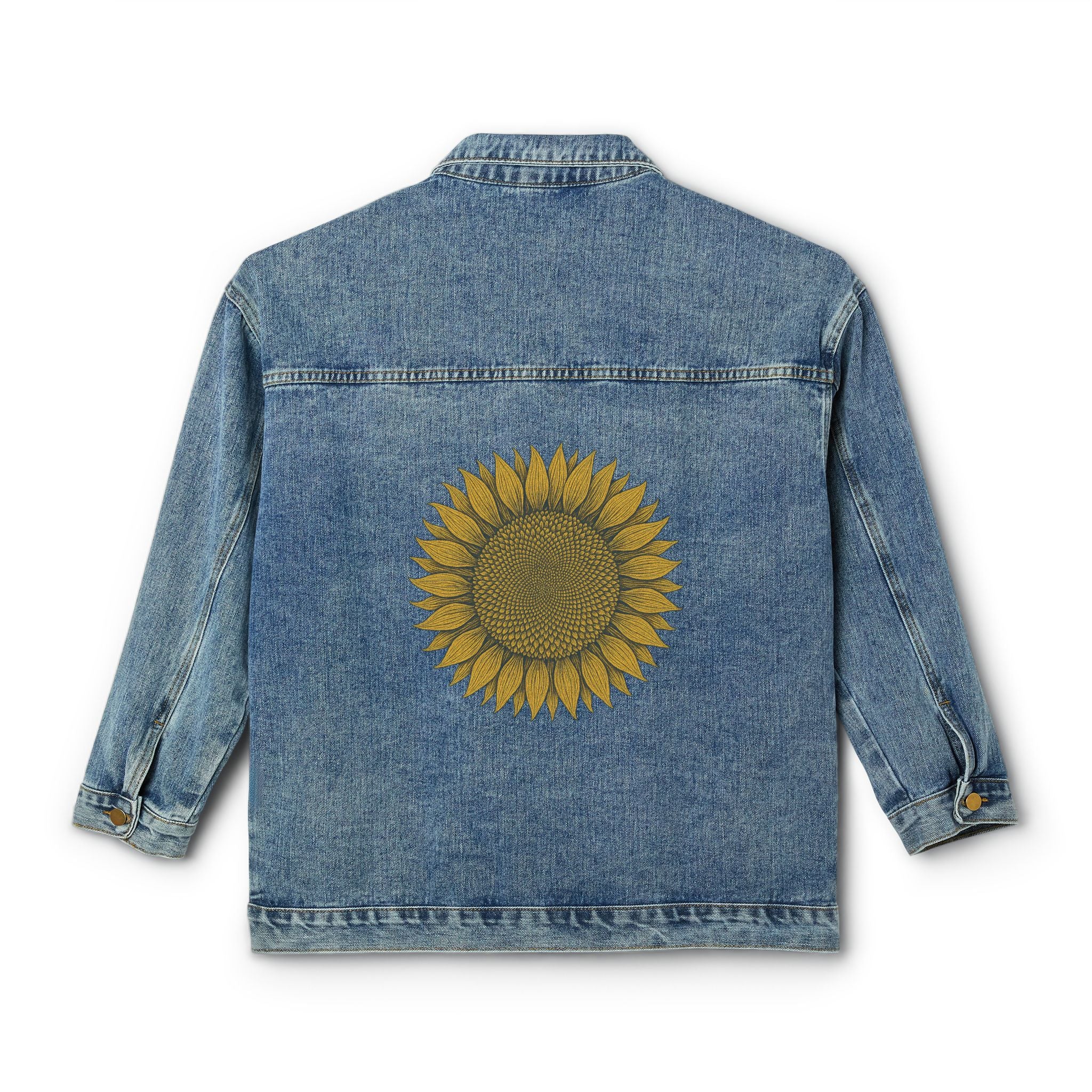 Classic Casual Jean Jacket - Fractal Sunflower