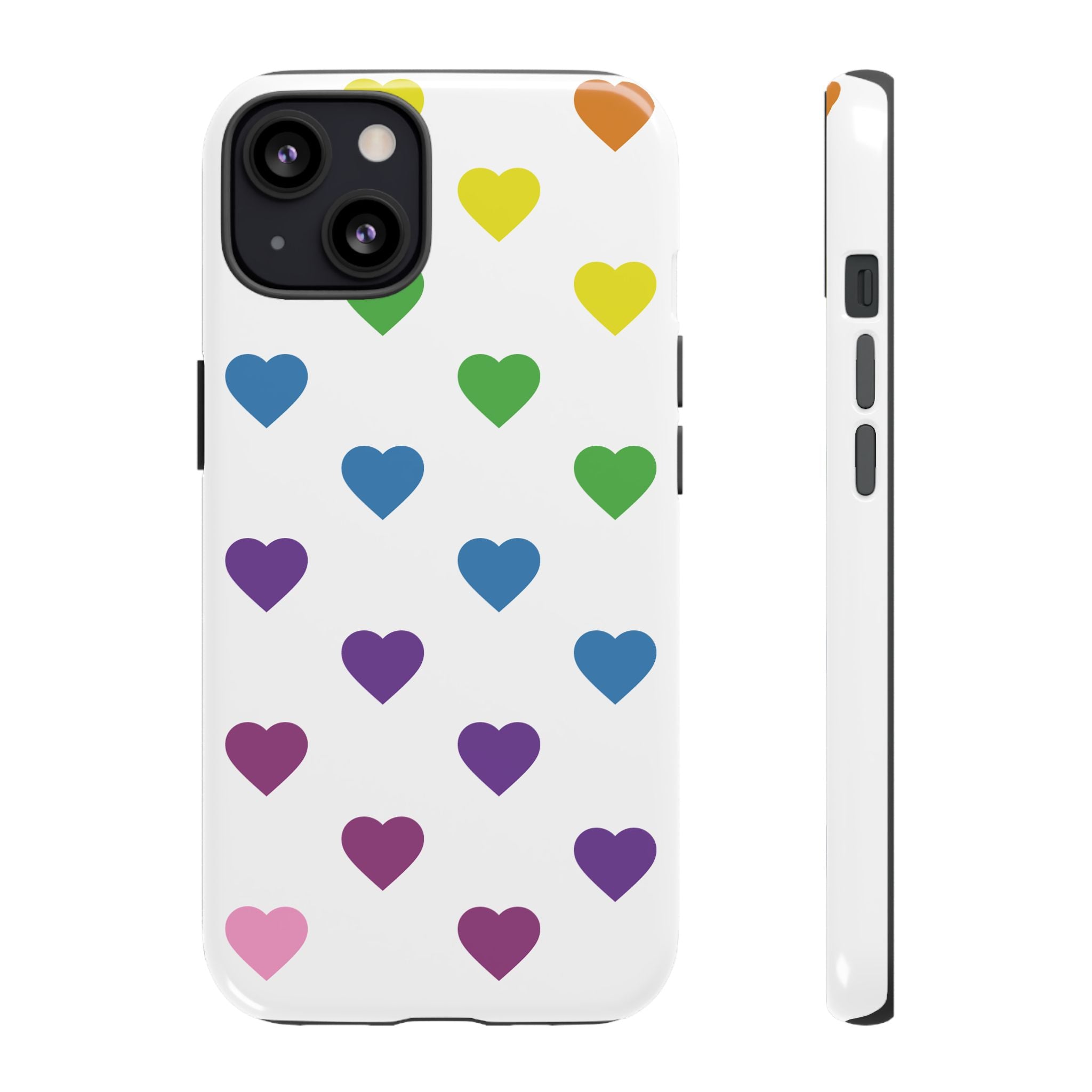 Rainbow Hearts Tough Phone Case — Protective iPhone Case with Colorful Heart Pattern