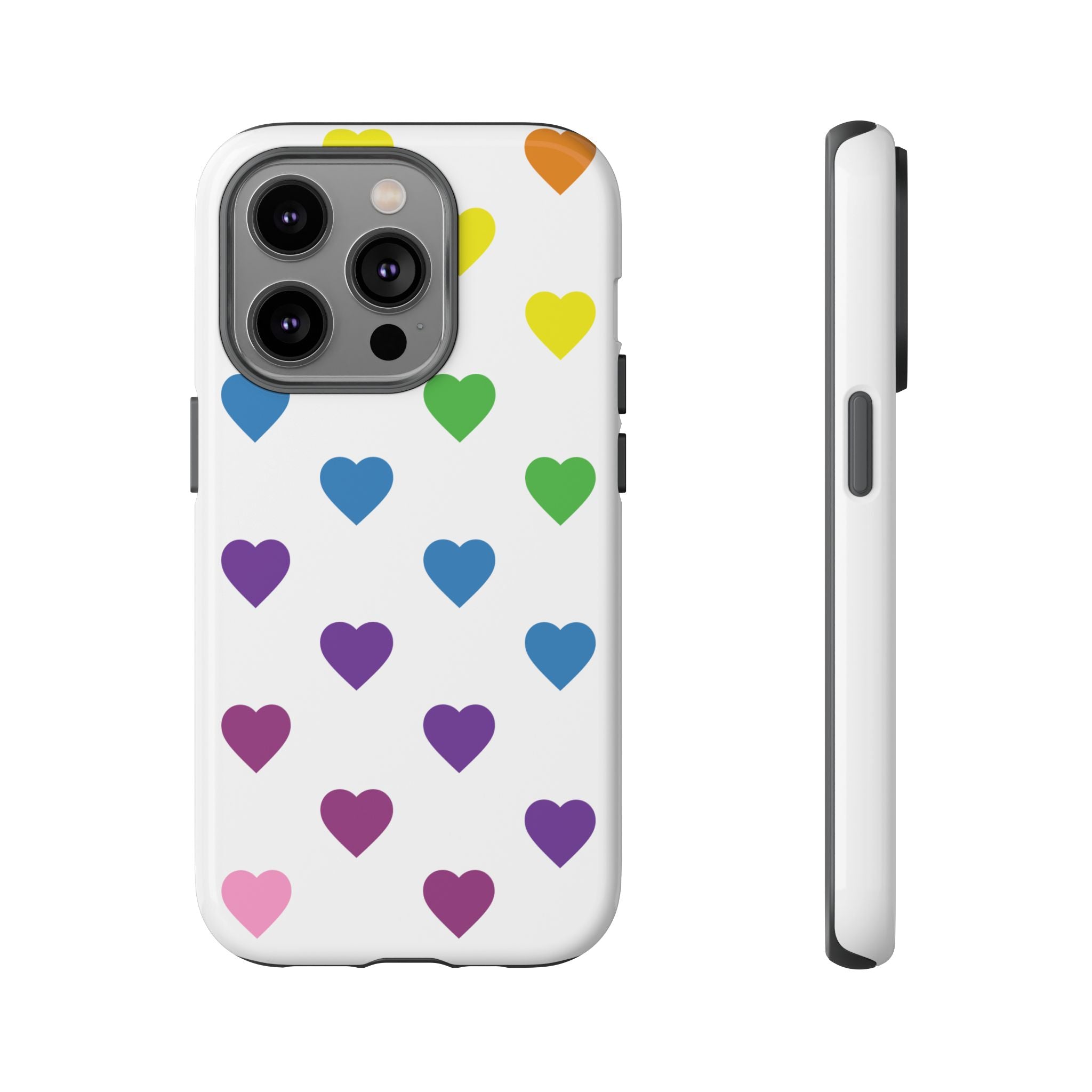 Rainbow Hearts Tough Phone Case — Protective iPhone Case with Colorful Heart Pattern