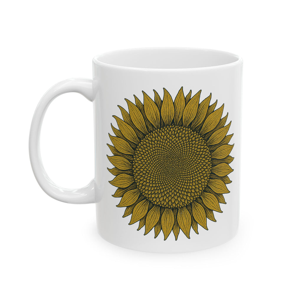 Fractal Sunflower Ceramic Coffee Mug