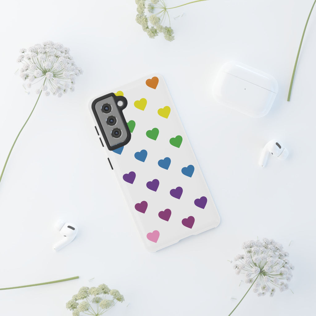 Rainbow Hearts Tough Phone Case — Protective iPhone Case with Colorful Heart Pattern