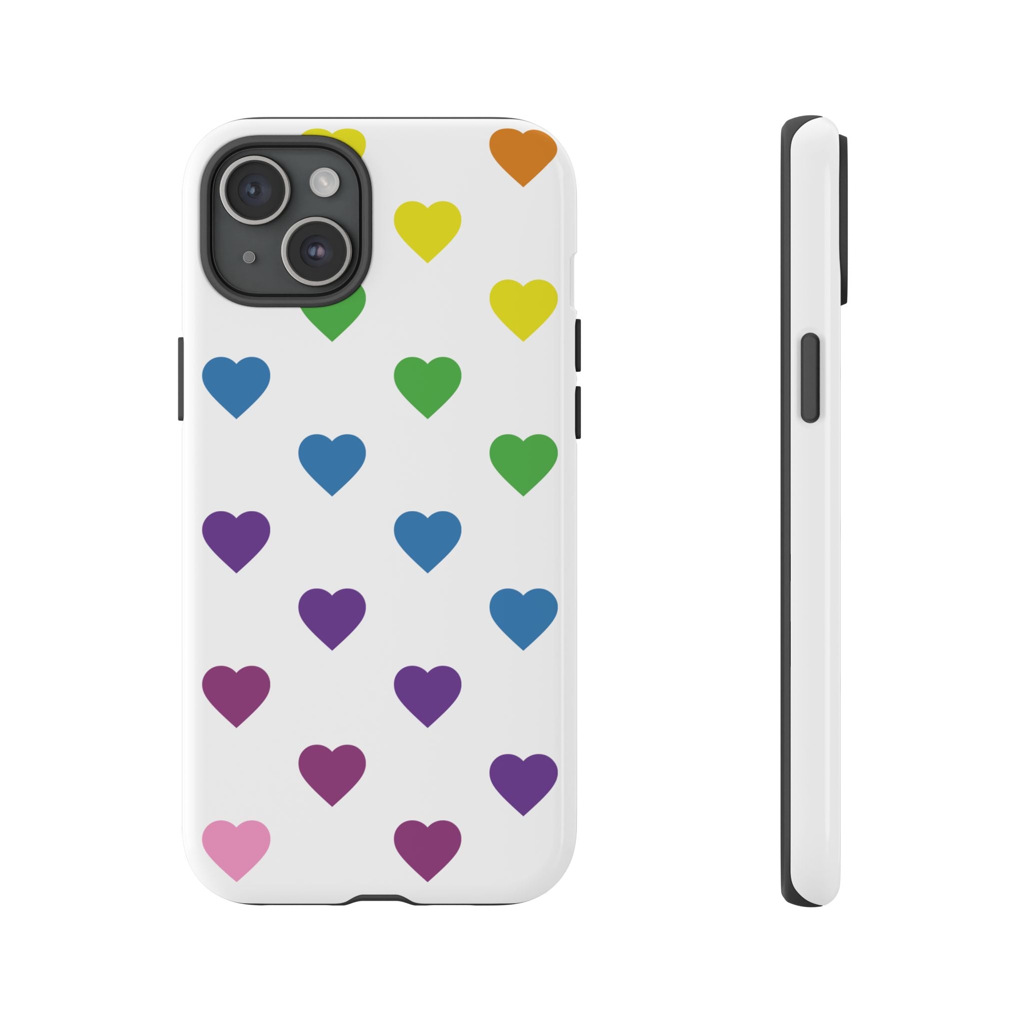 Rainbow Hearts Tough Phone Case — Protective iPhone Case with Colorful Heart Pattern