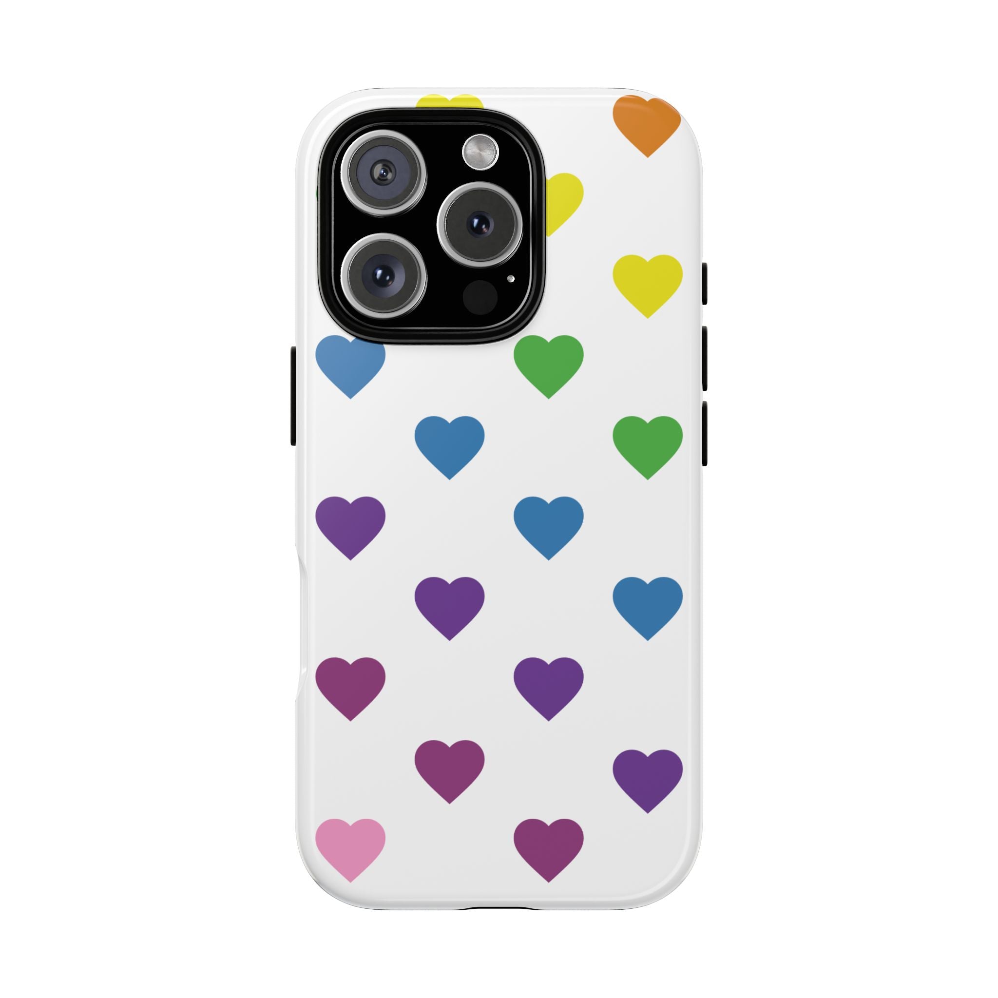 Rainbow Hearts Tough Phone Case — Protective iPhone Case with Colorful Heart Pattern