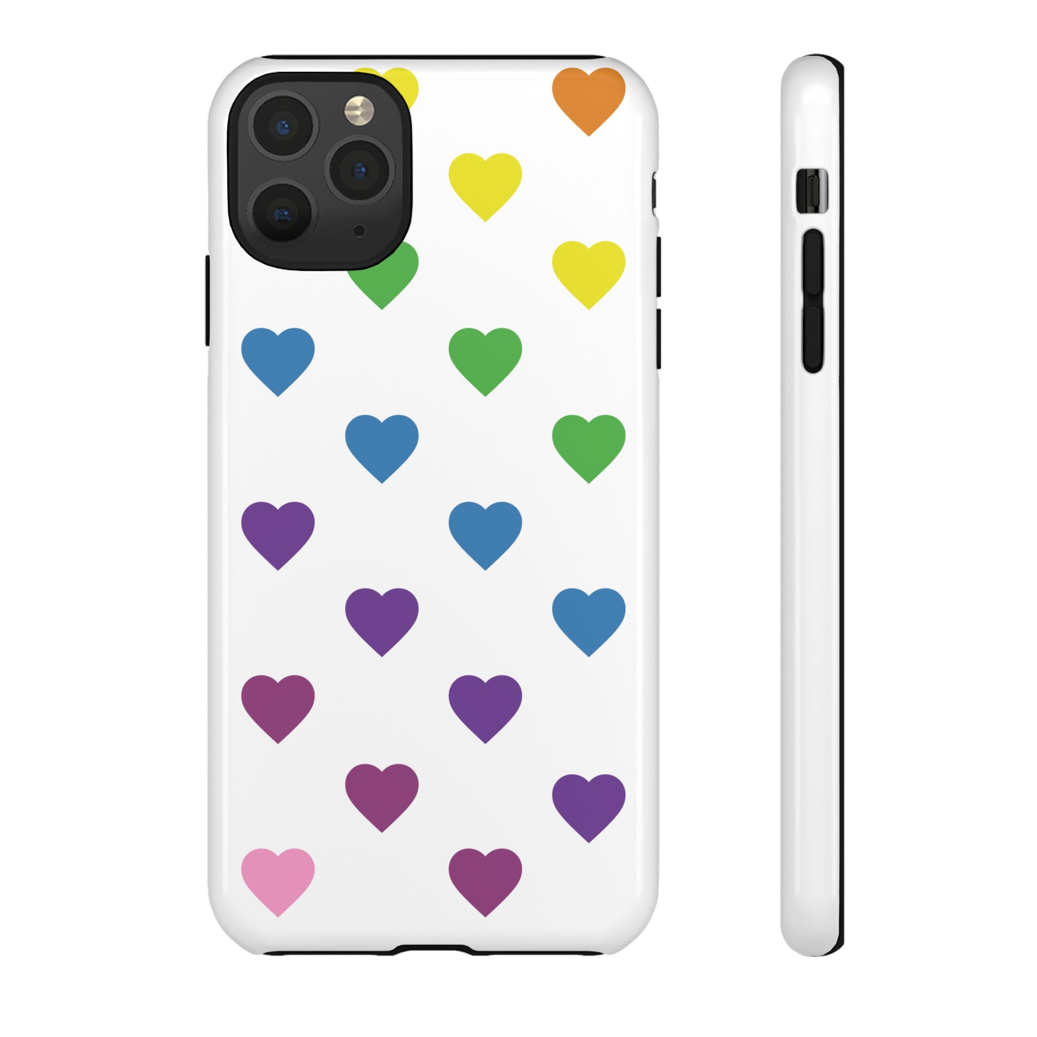 Rainbow Hearts Tough Phone Case — Protective iPhone Case with Colorful Heart Pattern