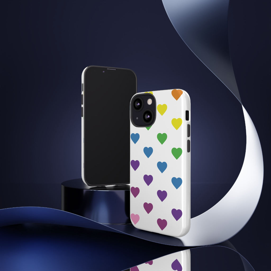 Rainbow Hearts Tough Phone Case — Protective iPhone Case with Colorful Heart Pattern