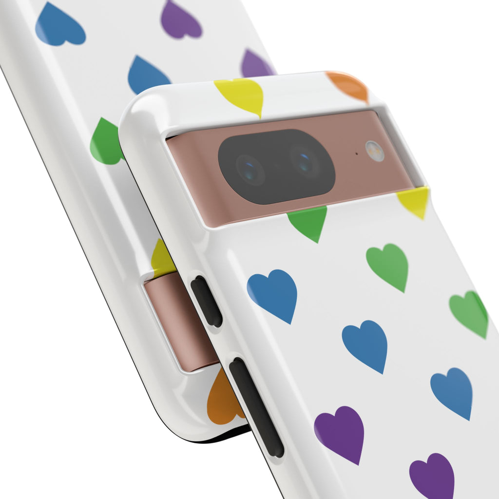 Rainbow Hearts Tough Phone Case — Protective iPhone Case with Colorful Heart Pattern
