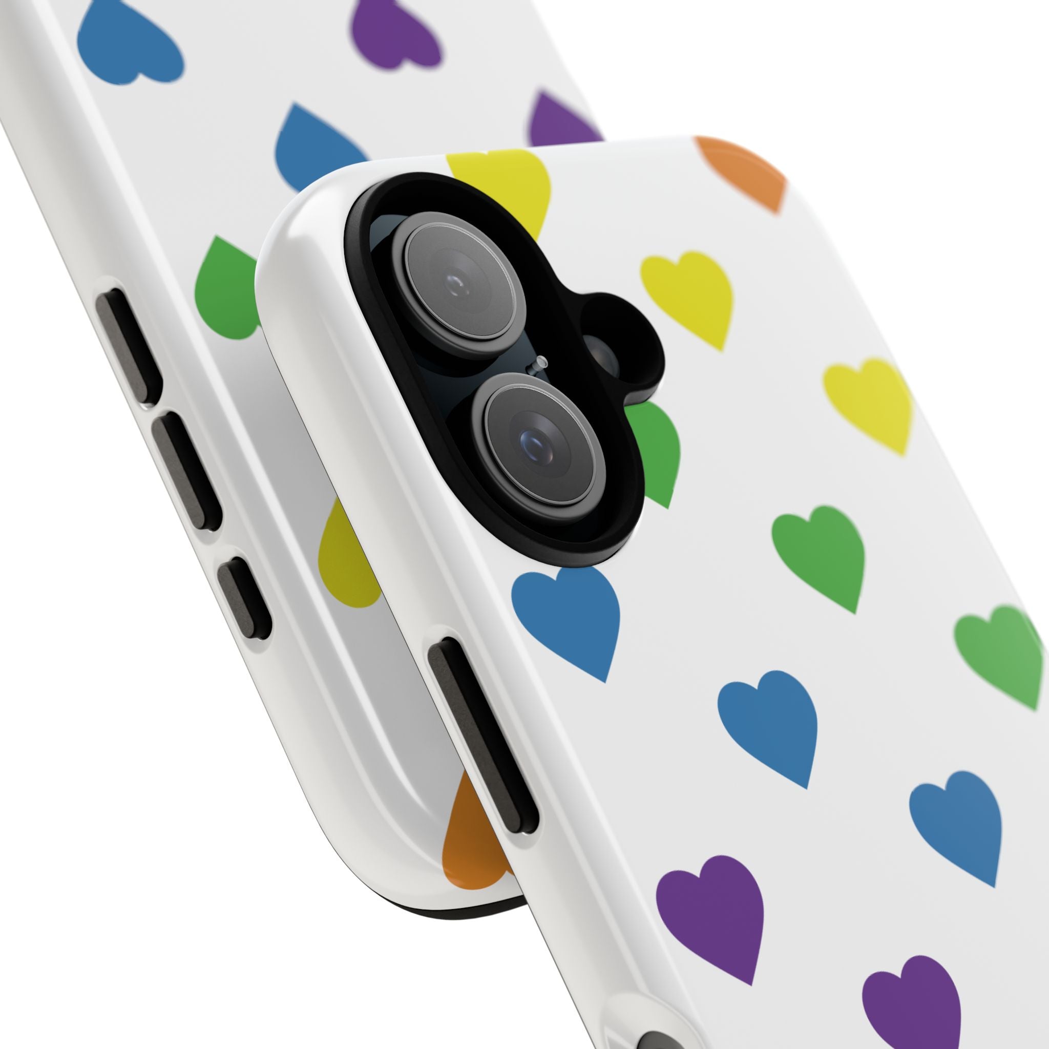 Rainbow Hearts Tough Phone Case — Protective iPhone Case with Colorful Heart Pattern