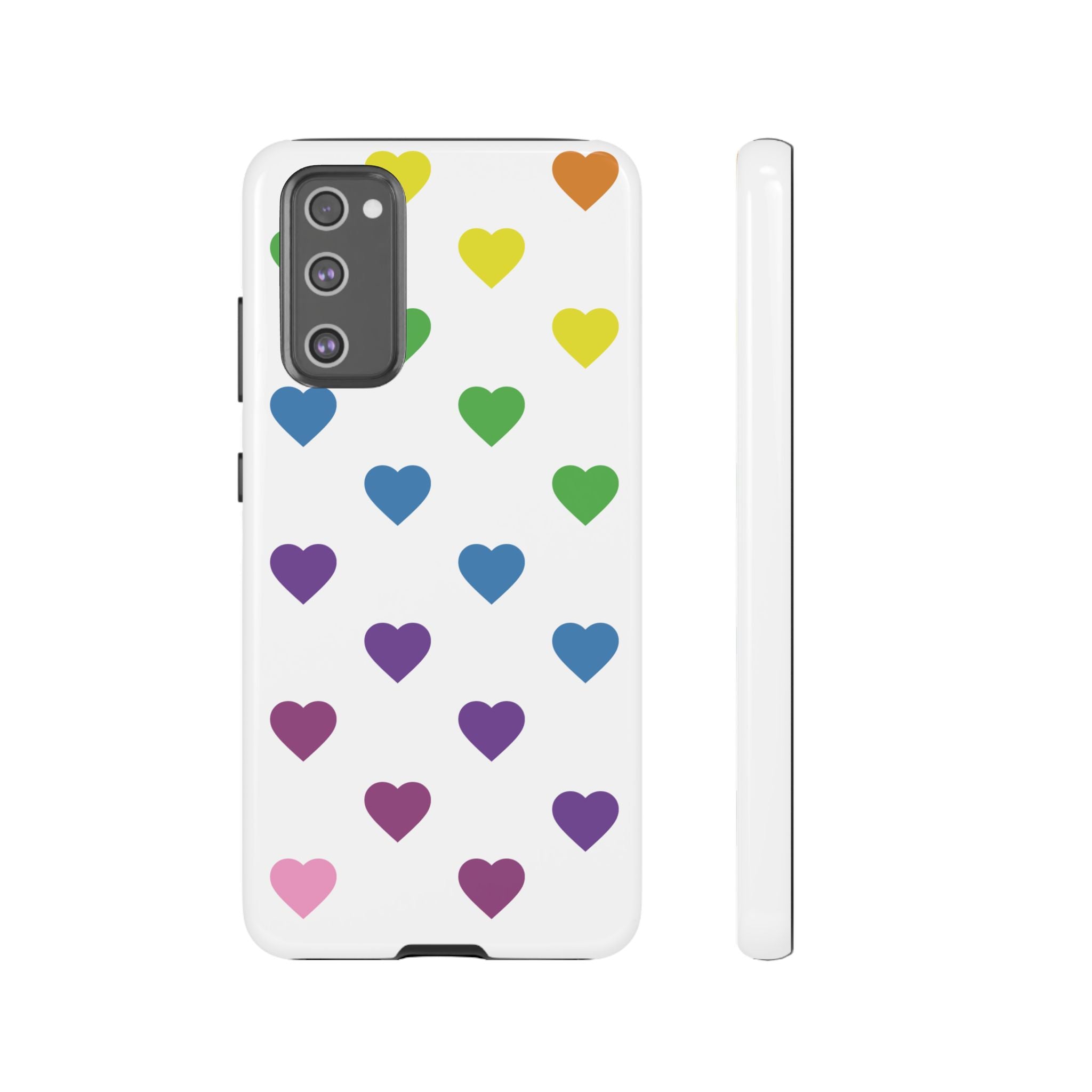 Rainbow Hearts Tough Phone Case — Protective iPhone Case with Colorful Heart Pattern