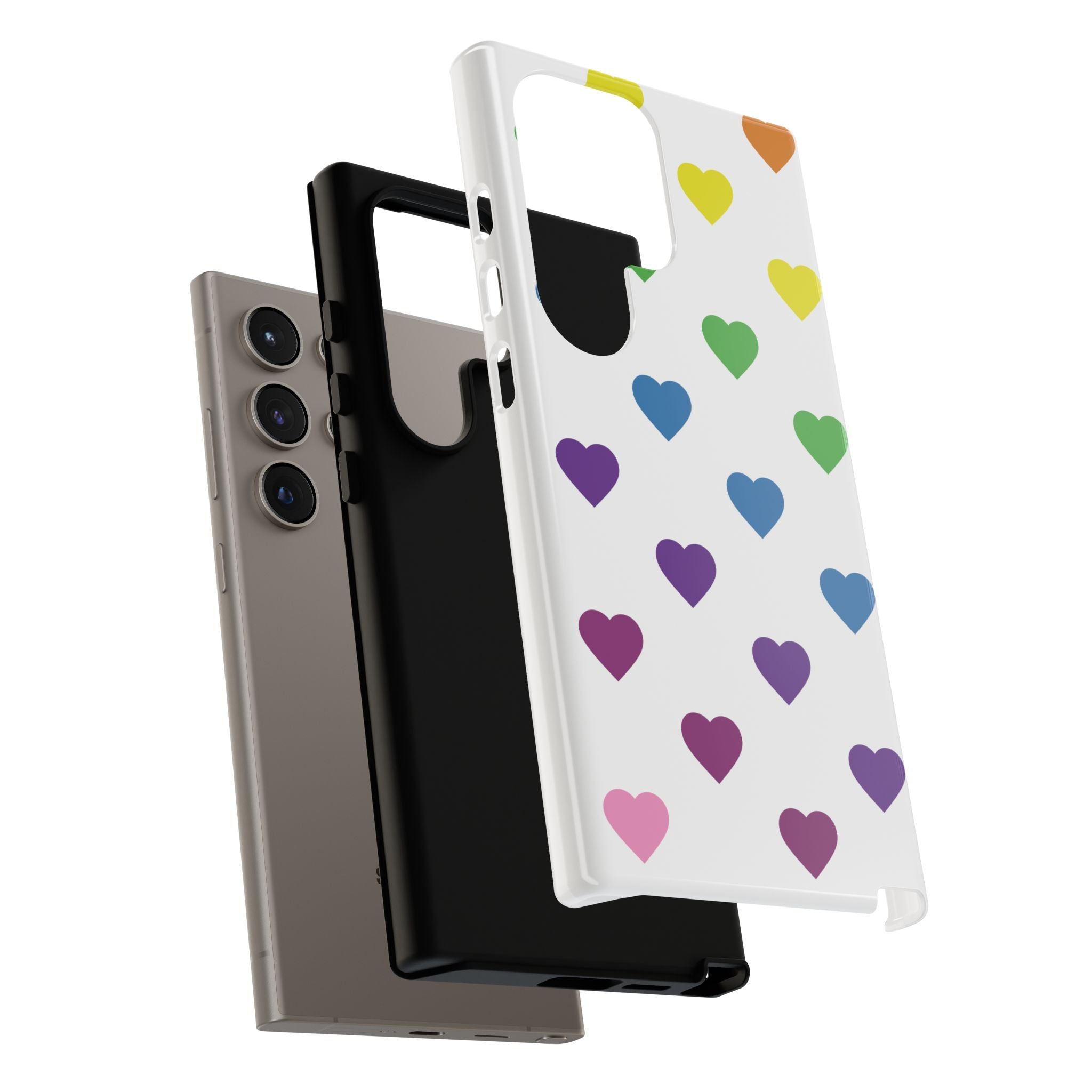 Rainbow Hearts Tough Phone Case — Protective iPhone Case with Colorful Heart Pattern
