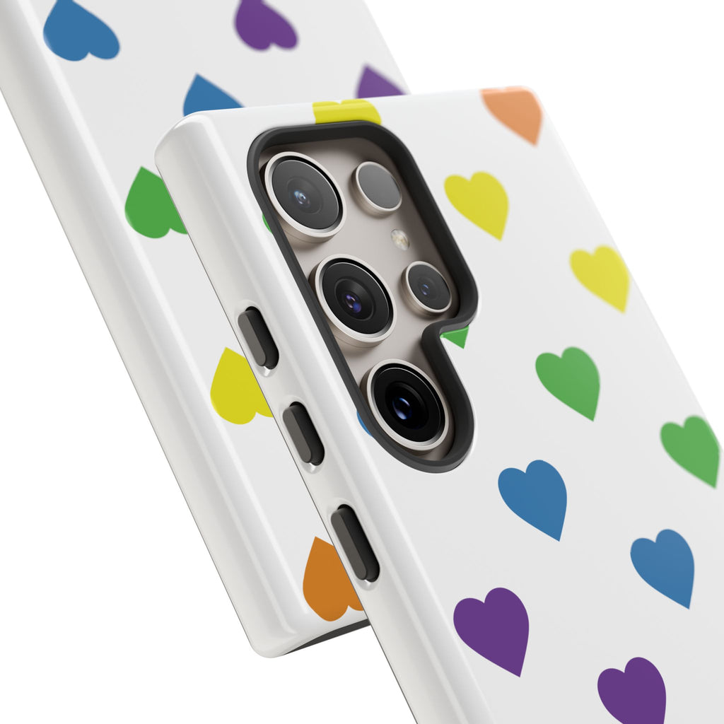 Rainbow Hearts Tough Phone Case — Protective iPhone Case with Colorful Heart Pattern