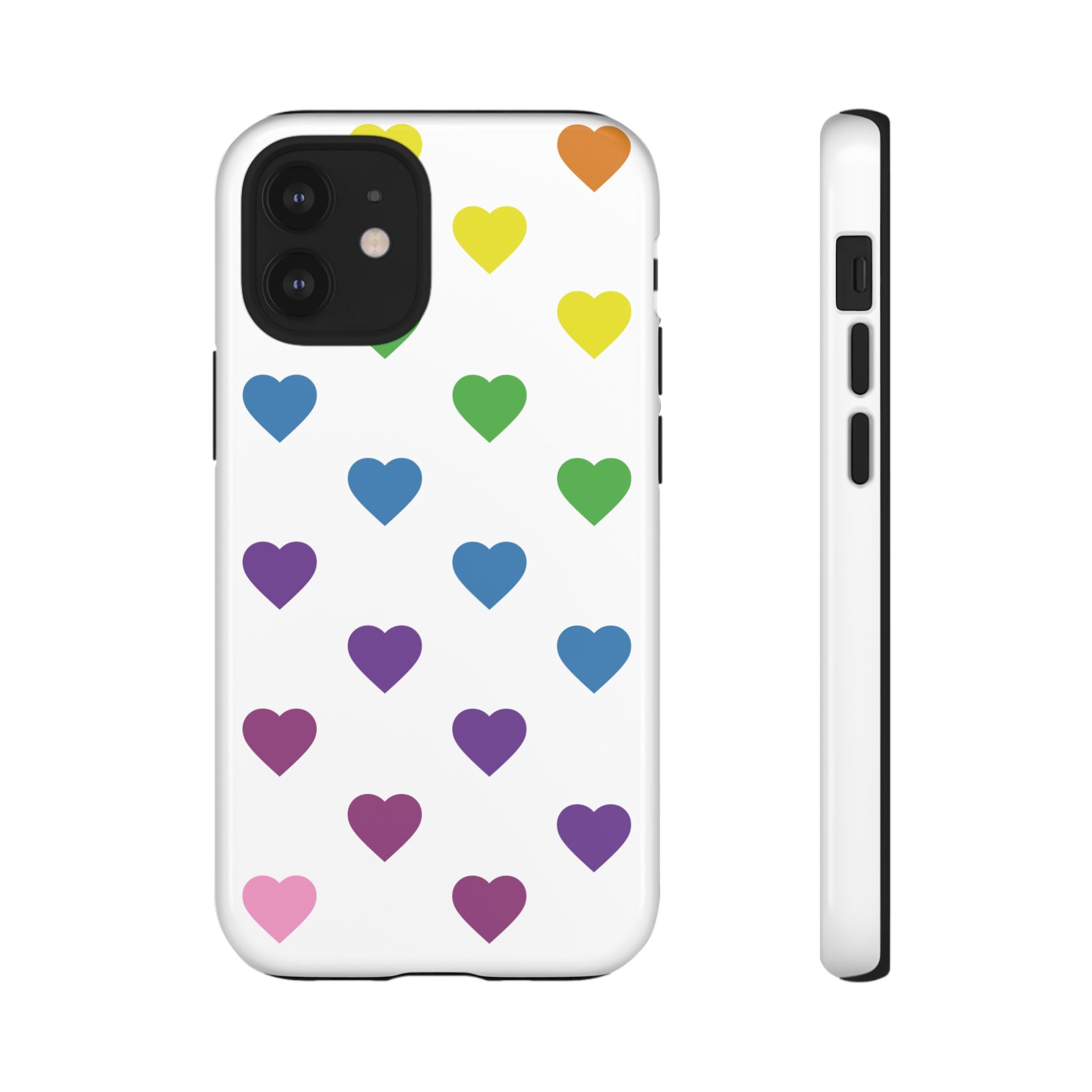 Rainbow Hearts Tough Phone Case — Protective iPhone Case with Colorful Heart Pattern