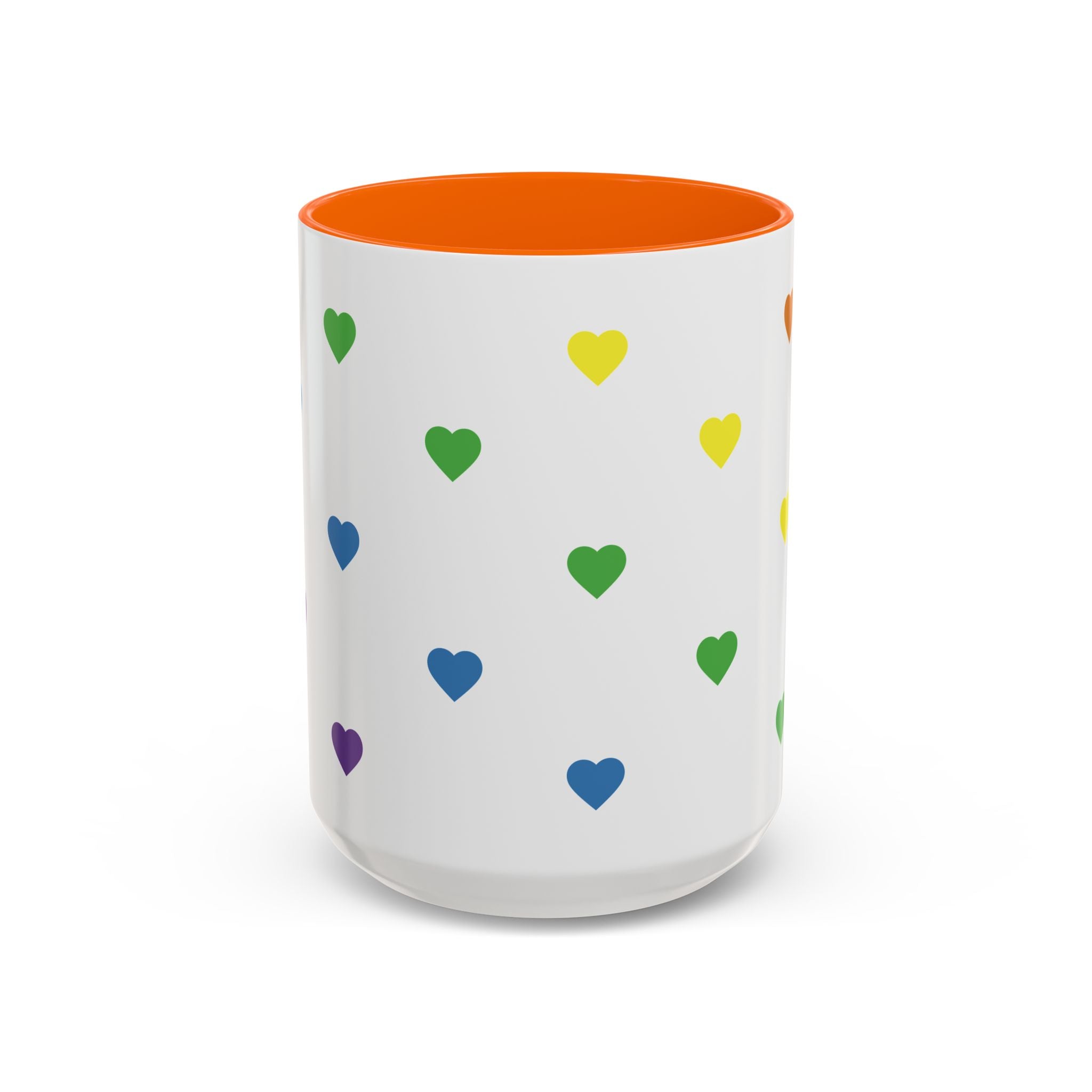 Rainbow Heart Accent Coffee Mug — Cute Colorful Patterned Ceramic Mug
