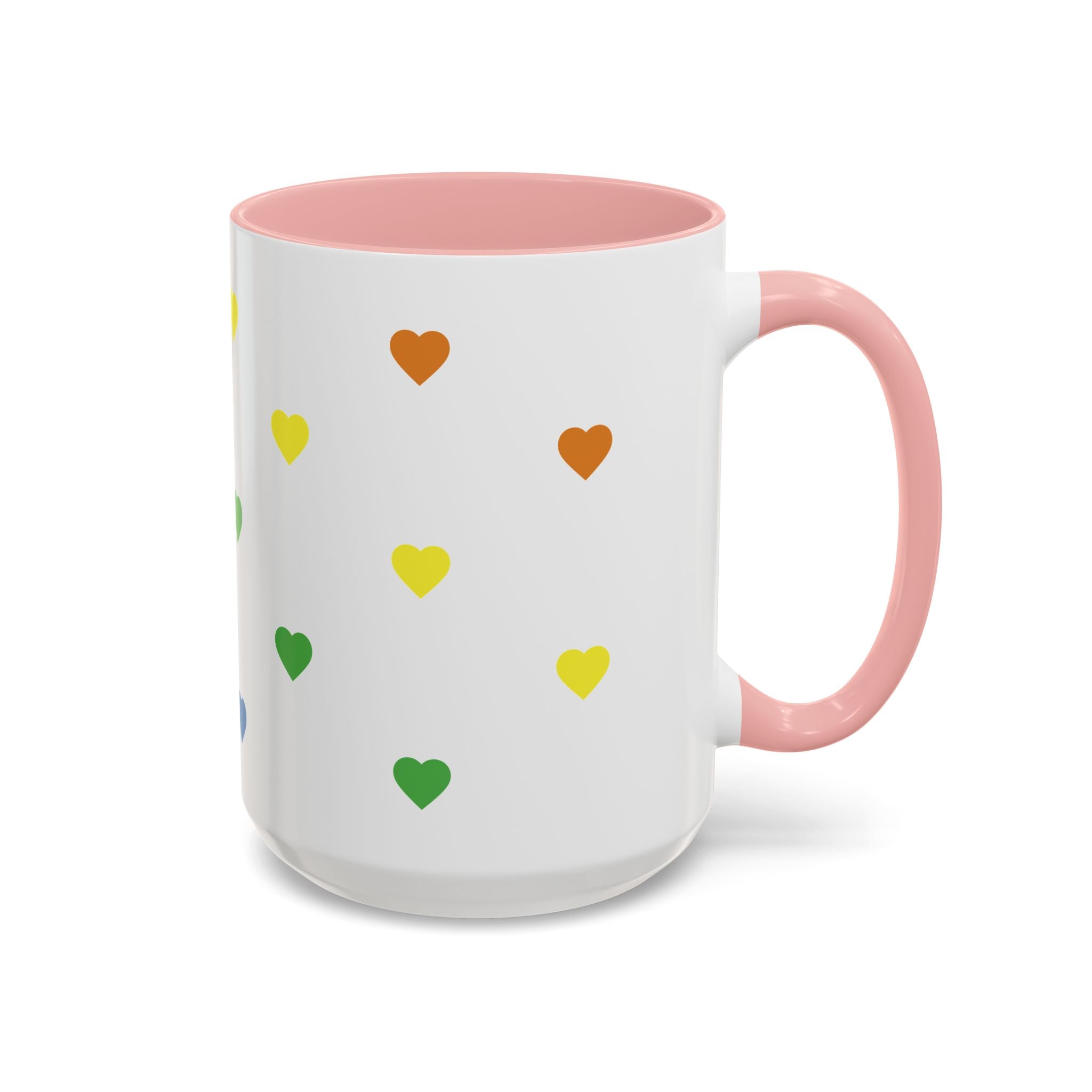 Rainbow Heart Accent Coffee Mug — Cute Colorful Patterned Ceramic Mug