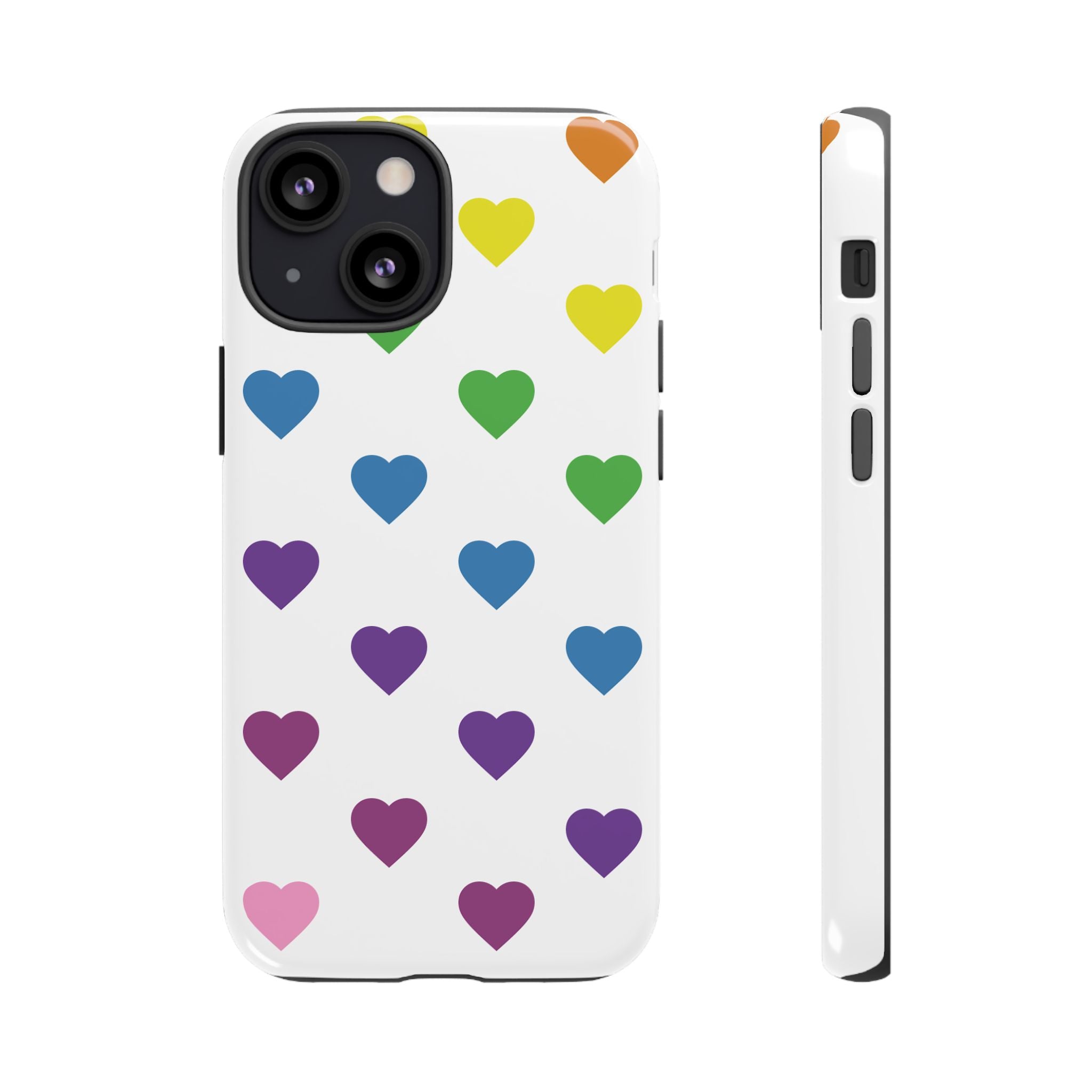 Rainbow Hearts Tough Phone Case — Protective iPhone Case with Colorful Heart Pattern